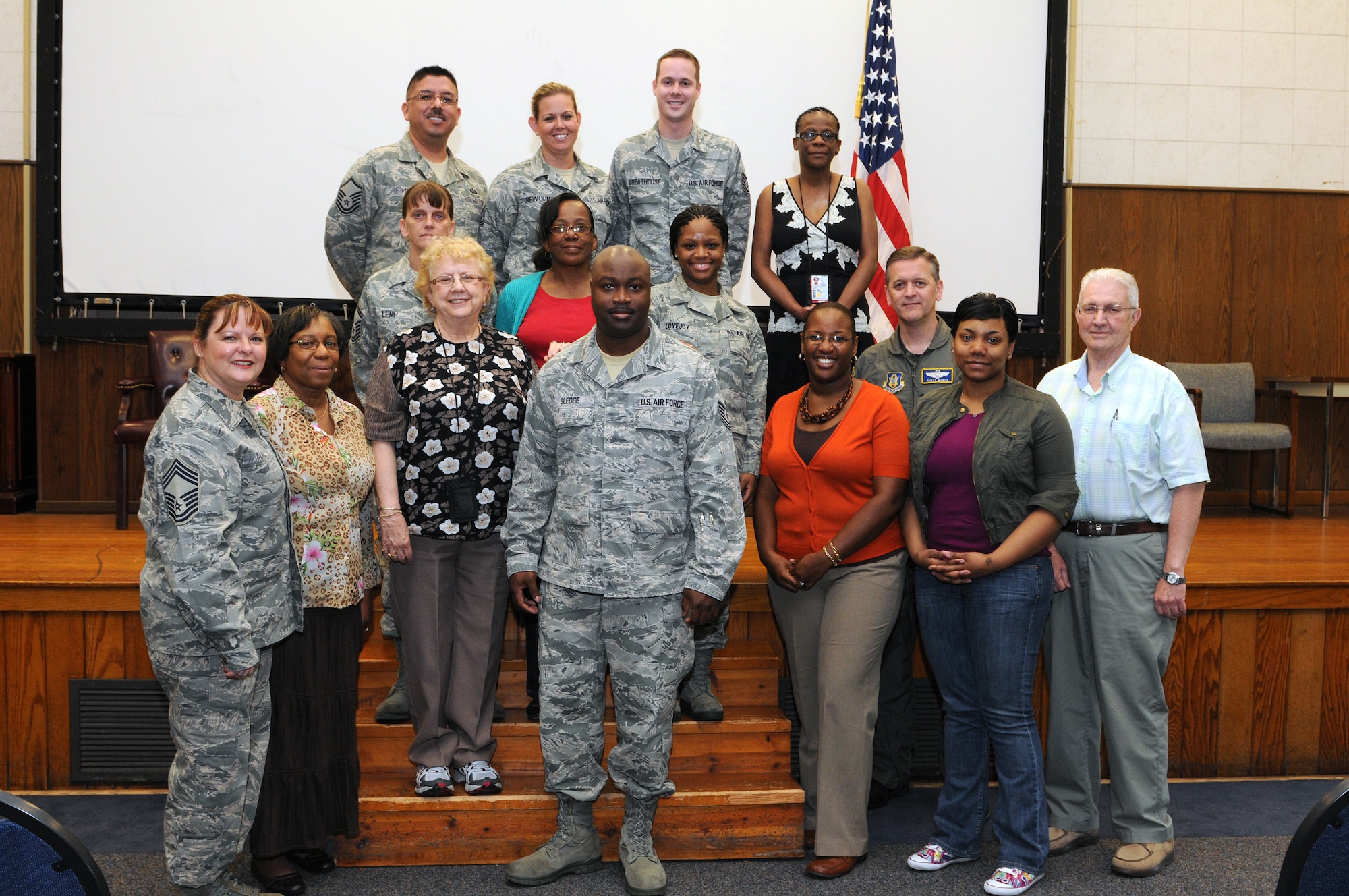 JOINT BASE ANDREWS, Md. -- Col. Russell Muncy, 459th Air Refueling Wing commander, recognizes members from the 459th Force Support Squadron for being awarded the Civilian Team of the Second Half for 2010, Apr. 26 here. (U.S. Air Force photo/Tech. Sgt. Steve Lewis)