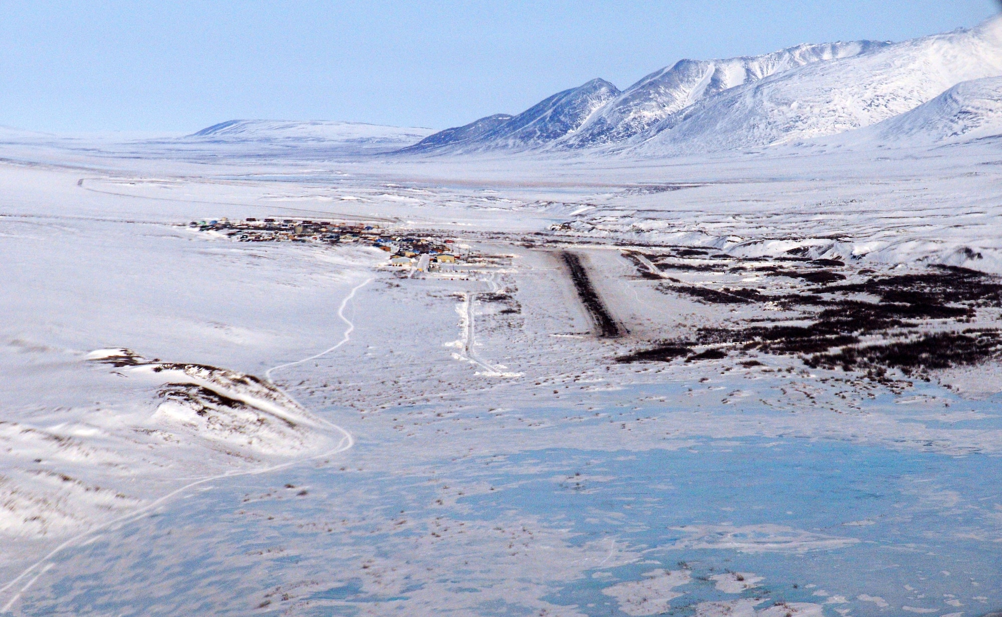 North of the Brooks Range, Anaktuvuk Pass, Alaska, is the furthest northern town visited by the Operation Arctic Care 2011 team. The 807th Medical Command (Deployment Support) is this year's lead component of Arctic Care, providing health care services to the residents of the Alaska village. (Air Force photo/Lt.
Col. Brent Campbell)
