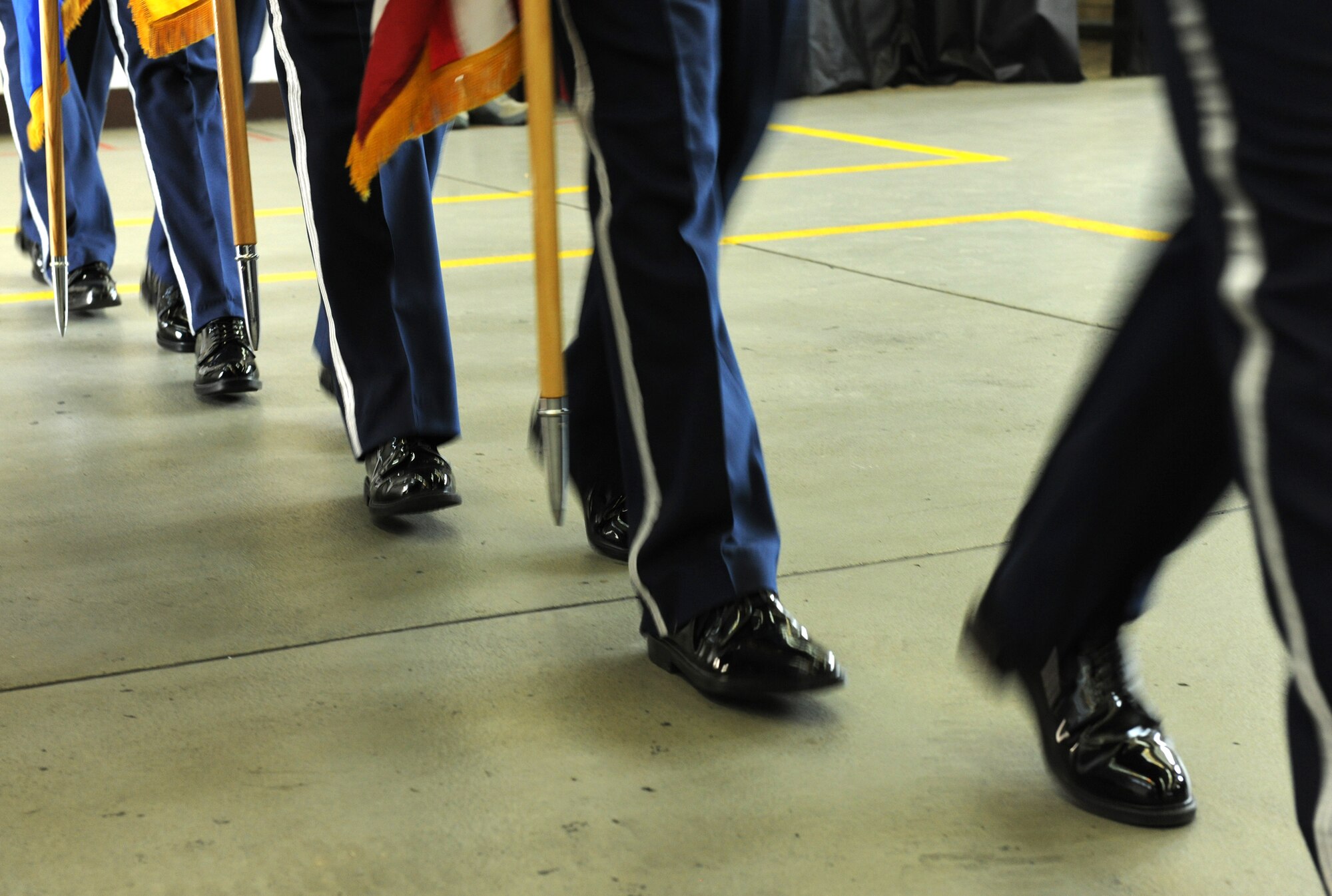 Members of the 52nd Fighter Wing Honor Guard prepare to present the colors at a retirement ceremony April 22, 2011, at Spangdahlem Air Base, Germany. (U.S. Air Force photo/Senior Airman Nathanael Callon)
