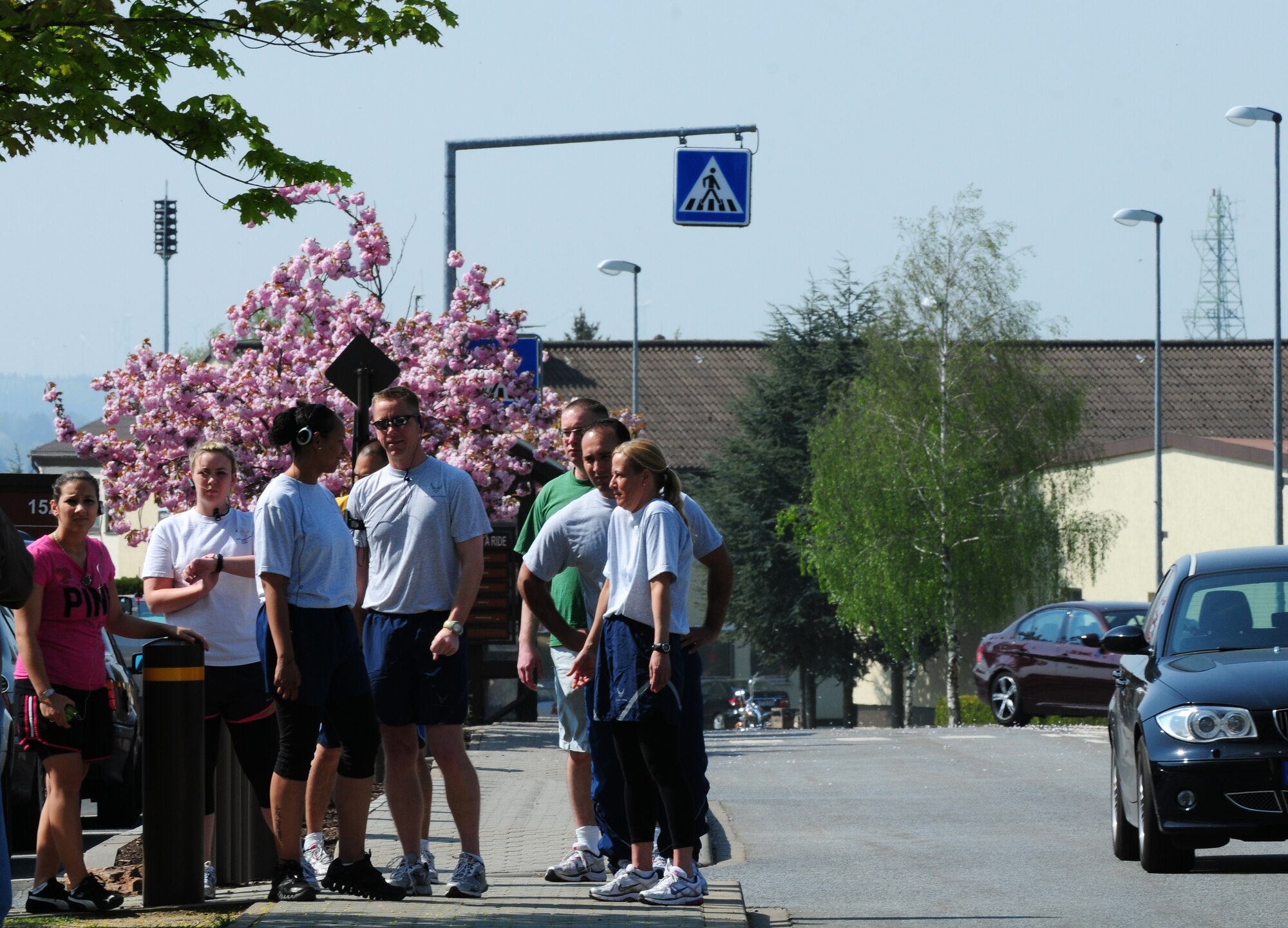 SPANGDAHLEM AIR BASE, Germany — Members of the 52nd Fighter Wing line up at the start of a 5k run here April 20. The run was held to promote sexual assault awareness and Earth Day Awareness among Airmen and families. (U.S. Air Force photo/Airman 1st Class Dillon Davis)