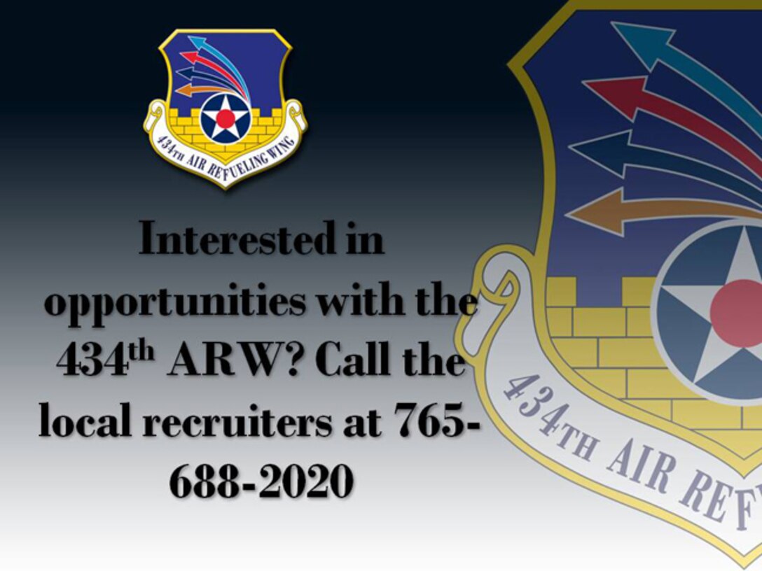 GRISSOM AIR RESERVE BASE, Ind., -- Individuals interested in enlistment opportunities with the 434th Air Refueling Wing should contact the local recruiting office at 765-688-2020. (U.S. Air Force graphic)