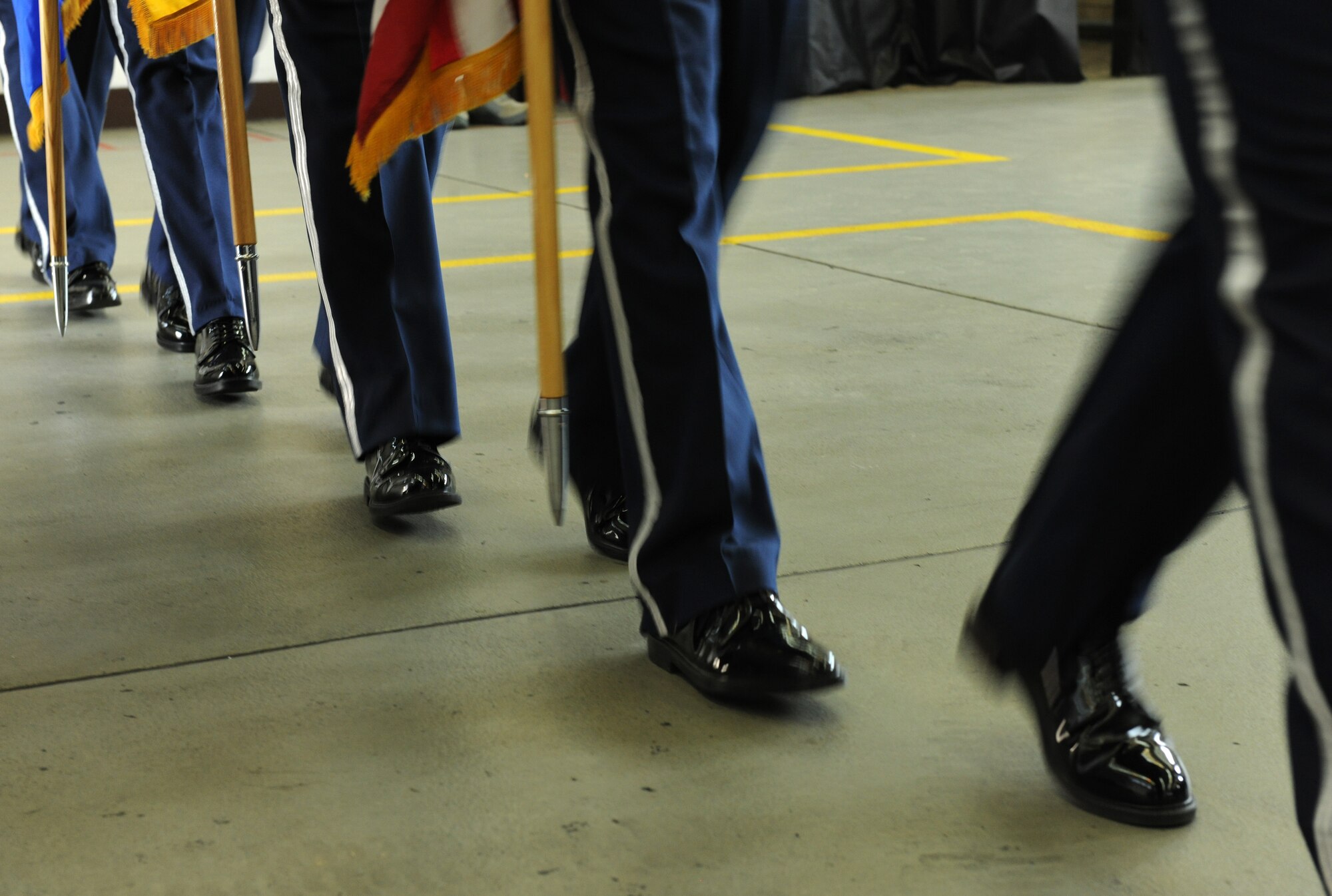SPANGDAHLEM AIR BASE, Germany – 52nd Fighter Wing Honor Guard members present the colors at a retirement ceremony April 22. The honor guard represents the 52nd FW, U.S. Air Forces in Europe and the U.S. Air Force at many events and ceremonies throughout Europe. (U.S. Air Force photo/Senior Airman Nathanael Callon)