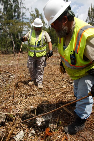 CAPE Enviornmental workers scan a 20 acre area that was once a grenade range, Thanks to an aggressive Air Force campaign to have all Major Commands  investigate potential munitions sites and make sure they are properly cleared out, Homestead ARB is at the forefront of this task ."Our clean up here is actually a pilot study for the Air Force," saidsaid Michael Andrejko, 482nd Civil Engineering Restoration Program Manager. "In the end, our hope for this space is to ensure the property is safe. The ultimate goal is for the land to be used with no restrictions. "