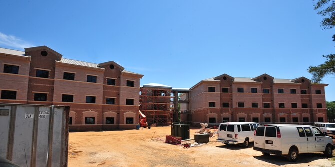 SHAW AIR FORCE BASE, S.C.- Construction is underway for new dormitories. (U.S. Air Force photo/Airman 1st Class Tabatha Duarte (Released))