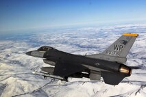 EIELSON AIR FORCE BASE, Alaska – Lt. Col. James Wilkerson, 80th Fighter Squadron commander, flies over the Joint Pacific Alaska Range Complex April 19 during RED FLAG-Alaska at Eielson Air Force Base. The JPARC provides the RF-A training mission with over 67,000 square miles of air space, more than 30 threat simulators, one conventional bombing range, and two tactical bombing ranges containing more than 400 different types of targets. (U.S. Air Force photo/Staff Sgt. Thomas Skinkle)