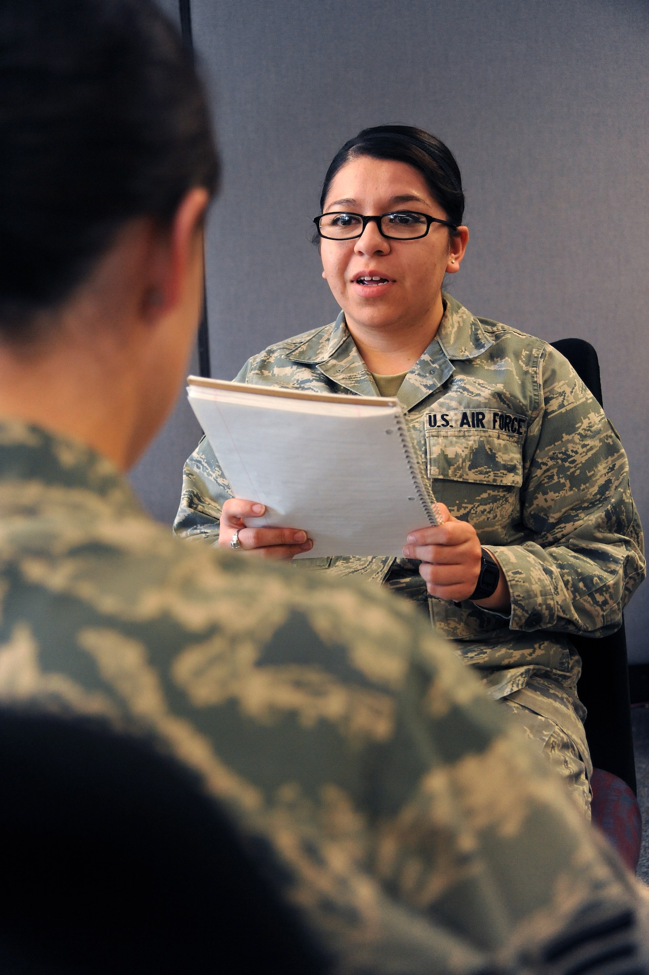 Airman 1st Class Tiffany Barrios, 319th Force Support Squadron, is the Warrior of the Week for Apr. 28 through May 5. Warrior of the Week recognizes everyday Airmen performing their every day jobs. (U.S. Air Force photo by Airman 1st Class Amber Bennett)