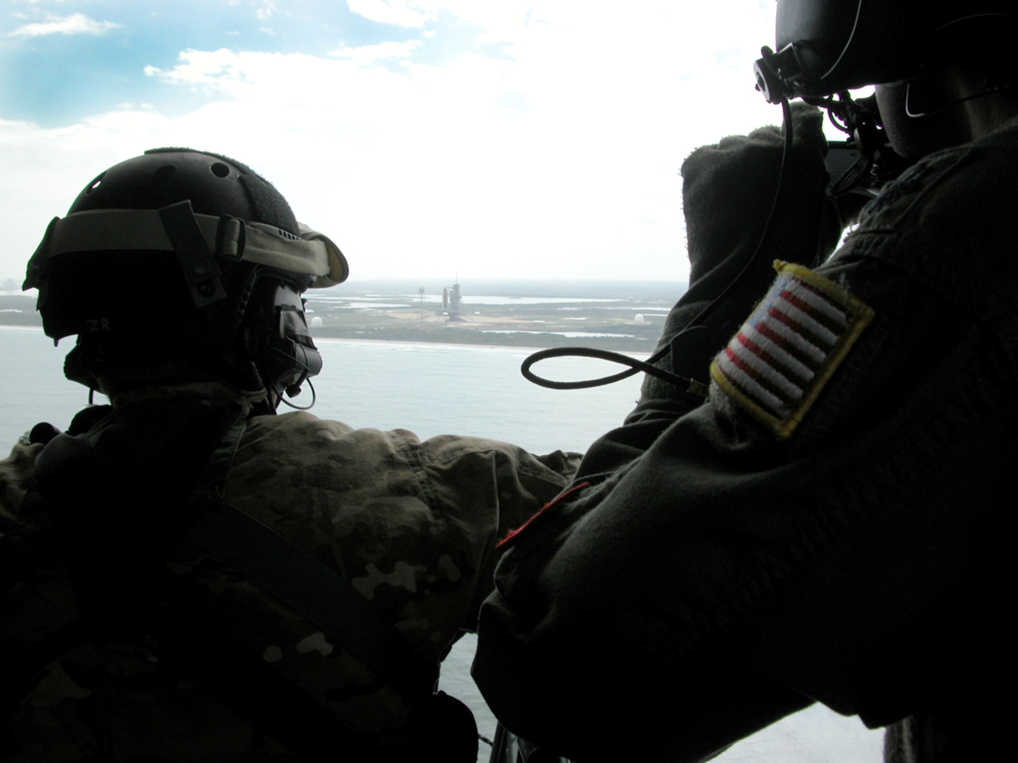 KENNEDY SPACE CENTER, Fla.  -  Every time a space shuttle takes off, the Rescue Reservists from the 920th Rescue Wing, Patrick Air Force Base, are on hand in case of emergency. The 920th Airmen are charged as guardians of the astronauts during NASA space shuttle missions to and from Kennedy Space Center. This includes four HH-60G Pave Hawk helicopters and crew, three HC-130 P/N King aircraft and crew and about 15 pararescuemen, not to mention all of the maintenance support personnel who keep these aged aircraft flying. (U.S. Air Force photo/Capt. Matthew C. Simpson)