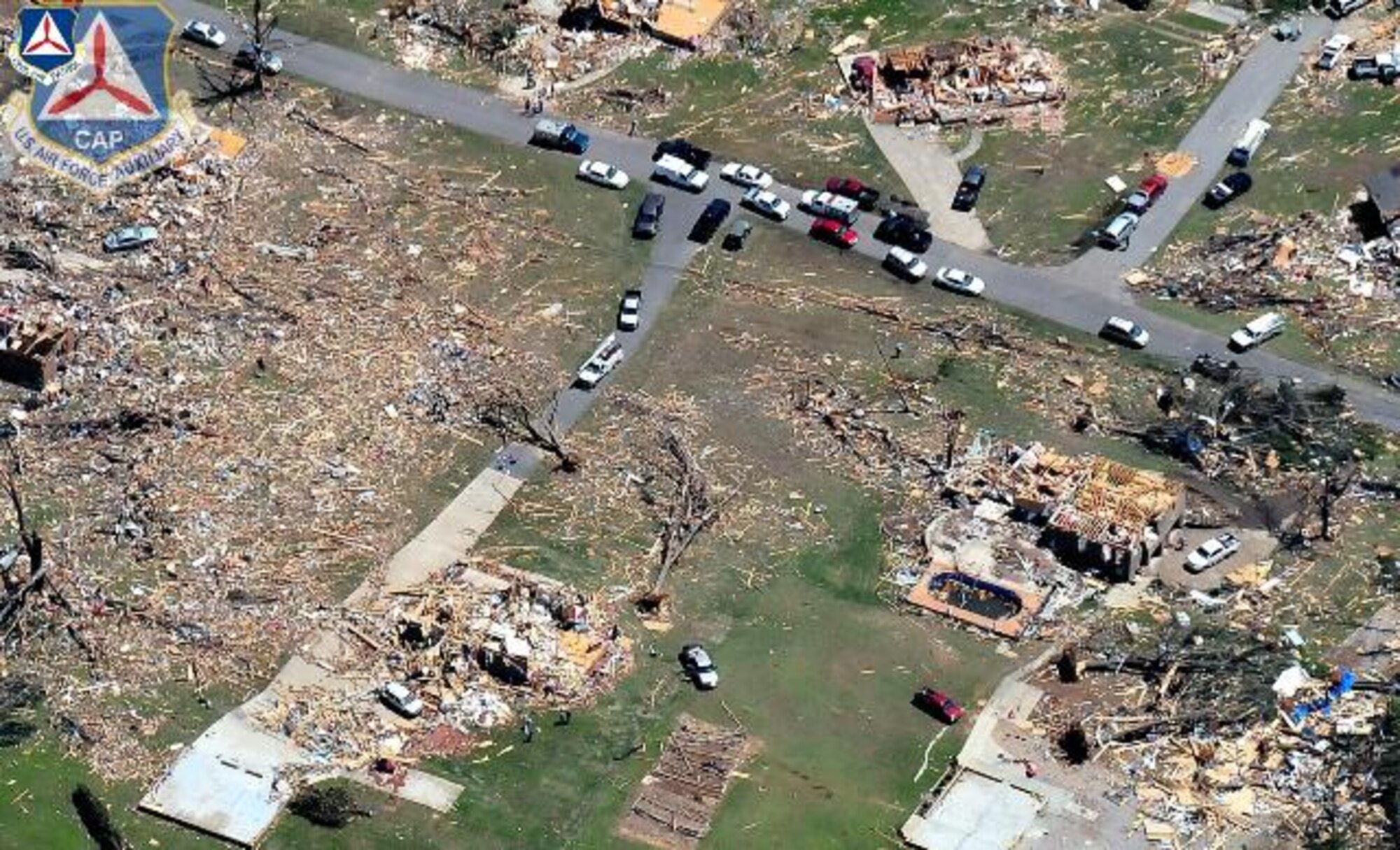 The Civil Air Patrol, flying as the Air Force Auxiliary, took this image in Jefferson County in Alabama April 29. Tornadoes devastated the Southeast April 27, killing more than 300 people and causing extensive property damage. The AFAUX is flying in support of first responders and state and local officials as they assess the damage to the region. (Courtesy photo)
