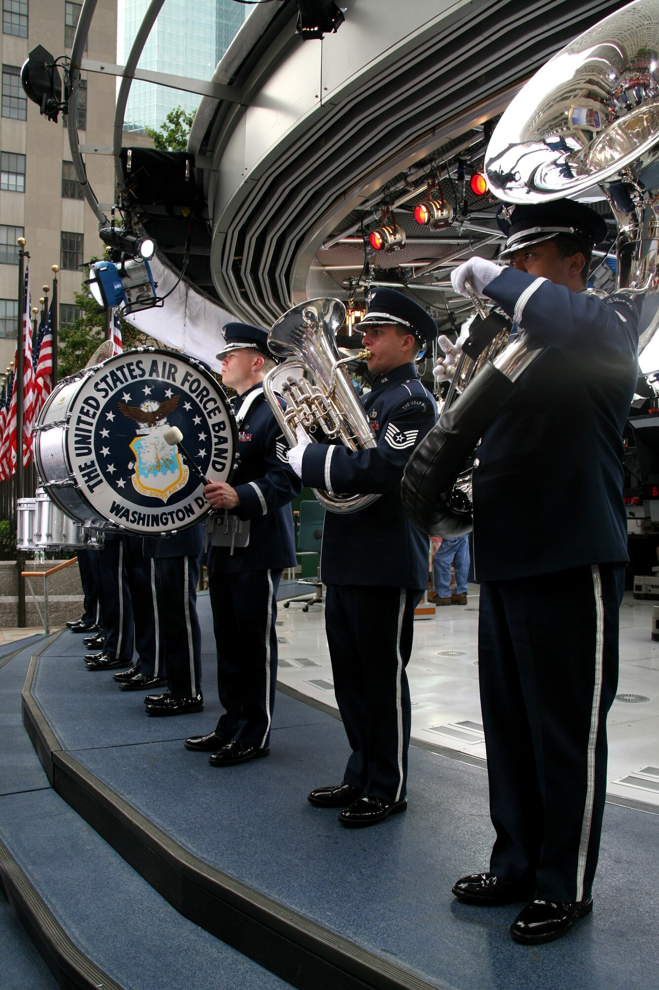 Tech. Sgt. Joe Bello performs with The USAF Band Ceremonial Brass on the Today Show on July 4th, 2006.