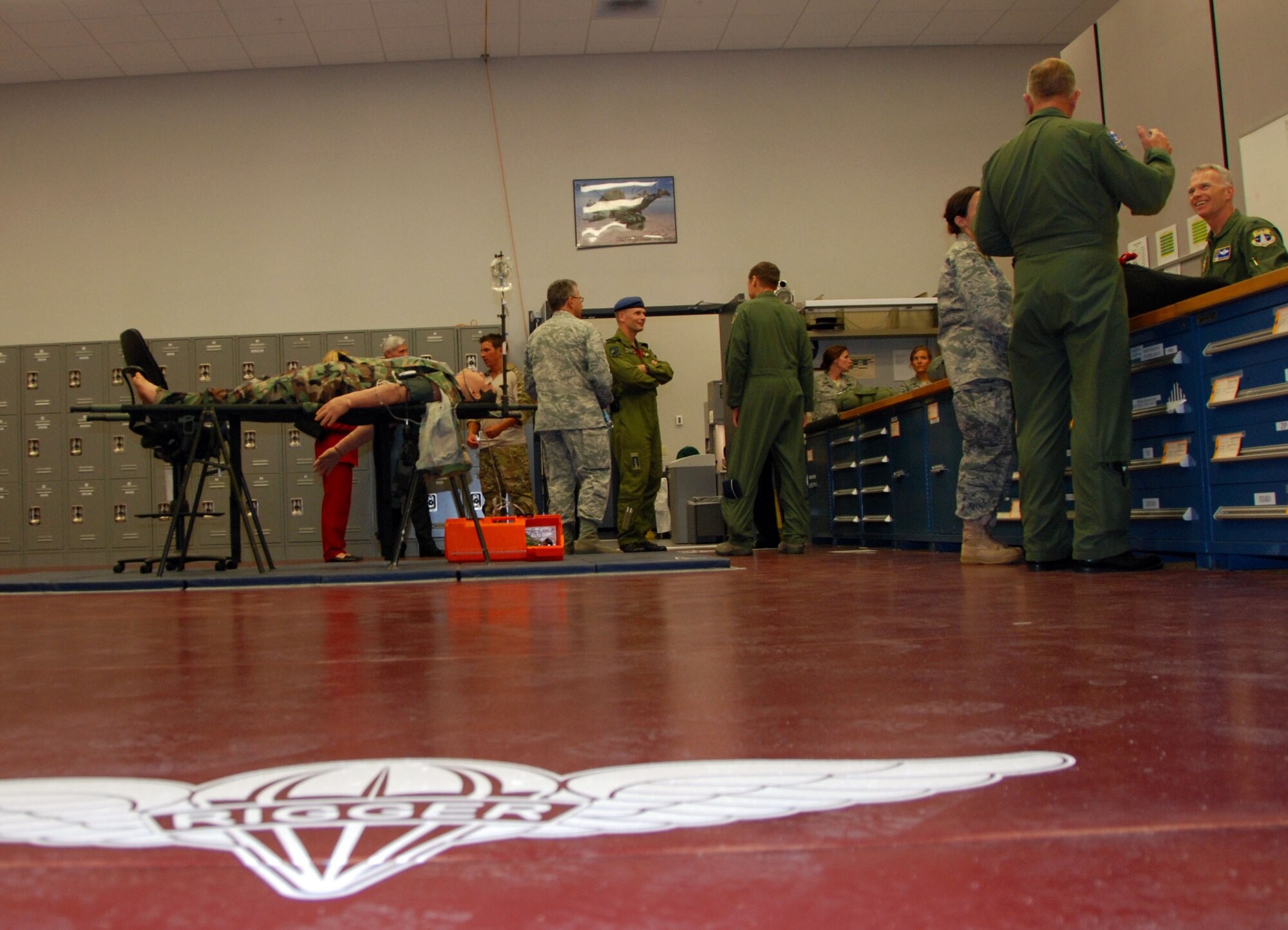 Visitors to the 920th Rescue Wing receive a briefing about medical response training at Patrick AFB, Fla., April 28. (U.S. Air Force photo by: Capt. Jared Scott)