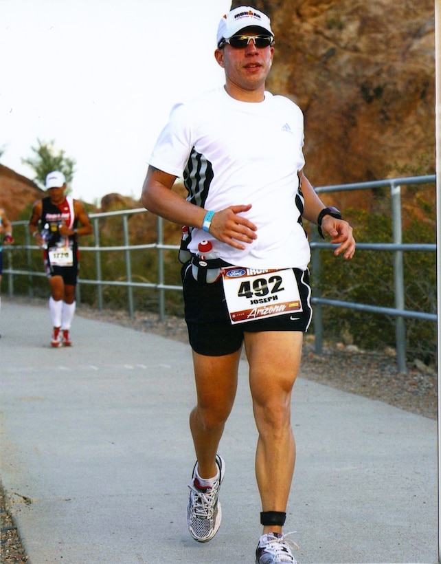 Tech. Sgt. Joe Bello of The USAF Band Ceremonial Brass competes in the 2010 Arizona Ironman Triathlon.