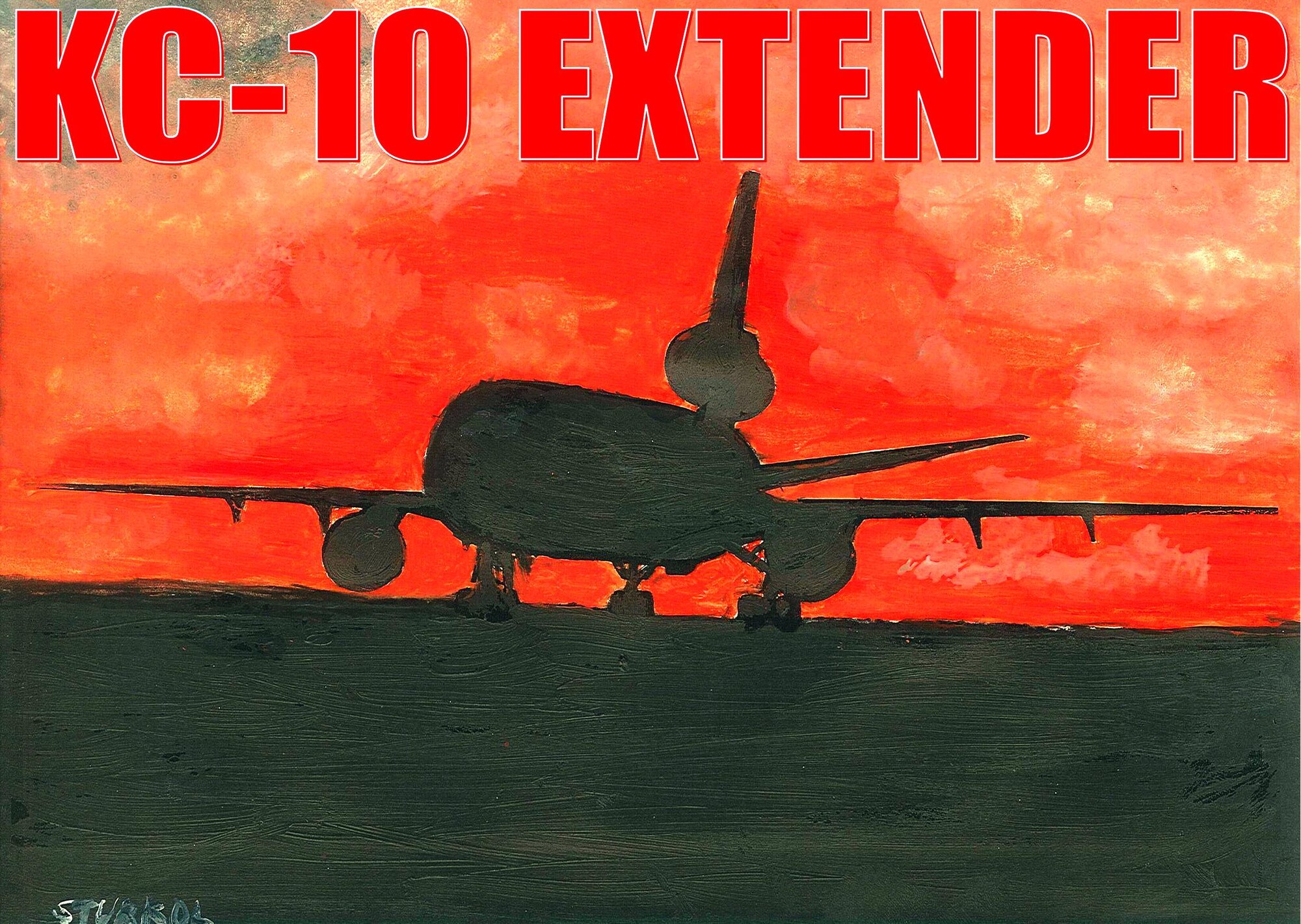 The KC-10 Extender is an Air Mobility Command advanced tanker and cargo aircraft designed to provide increased global mobility for U.S. armed forces. Although the KC-l0's primary mission is aerial refueling, it can combine the tasks of a tanker and cargo aircraft by refueling fighters and simultaneously carry the fighter support personnel and equipment on overseas deployments. The KC-10 is also capable of transporting litter and ambulatory patients using patient support pallets during aeromedical evacuations. (U.S. Air Force Photo and Art Illustration/Master Sgt. Scott T. Sturkol) 