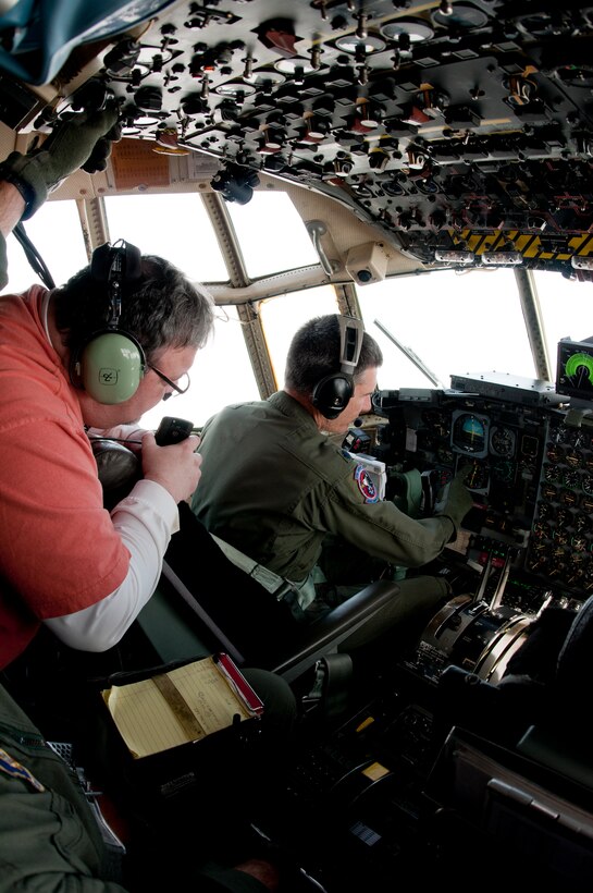 An area educator learns about the flightdeck controls of a YARS C-130. The 910th Airlift Wing hosted approximately 20 local teachers, principals, school administrators and other school workers for an educator’s flight and base tour Friday. Educators learned about opportunities with the Air Force Reserve for their students through the experience, which included briefings by base leadership and recruiters. 