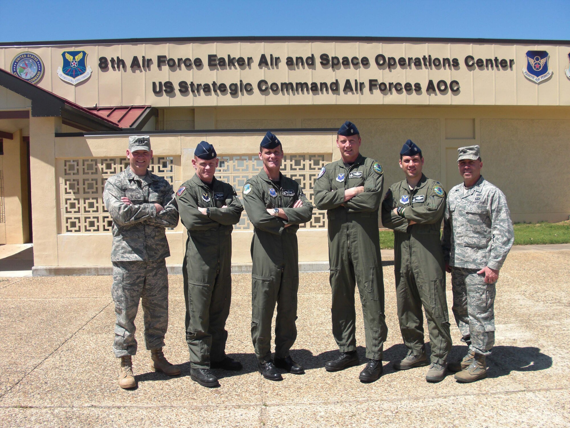 Pictured left to right: Capt Chris Leighton, Lt Col Gary 'Lips' Cundiff, Col Tim 'Heater' Estep, Lt Col Vaughn 'LJ' Littlejohn, Lt Col Marty 'Opus' Richard, Col Frank 'Rudy' Aflague