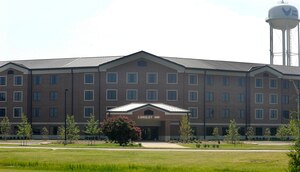 The Langley Inn, as seen in this photo dated July 29, 2011, is scheduled to open to the public Aug. 31. The inn is equipped with energy-saving devices and recycled products to help save on energy costs, which has earned a silver rating for Leadership in Energy and Environmental Design from the U.S. Green Building Council. (U.S. Air Force photo by Staff Sgt. Dana Hill/Released)