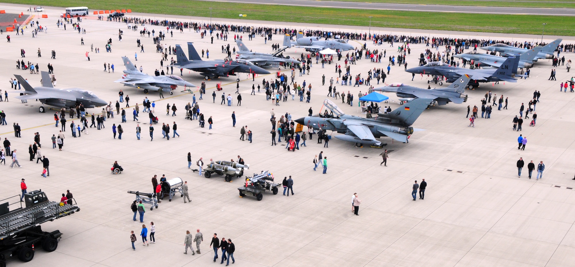 SPANGDAHLEM AIR BASE, Germany – U.S. and NATO aircraft sit on display during the Spangdahlem Air Base Open House 2011 here July 31. The 52nd Fighter Wing invited the public onto the base to demonstrate the capabilities of the U.S. and its NATO partners. (U.S. Air Force photo/Airman 1st Class Matthew B. Fredericks)