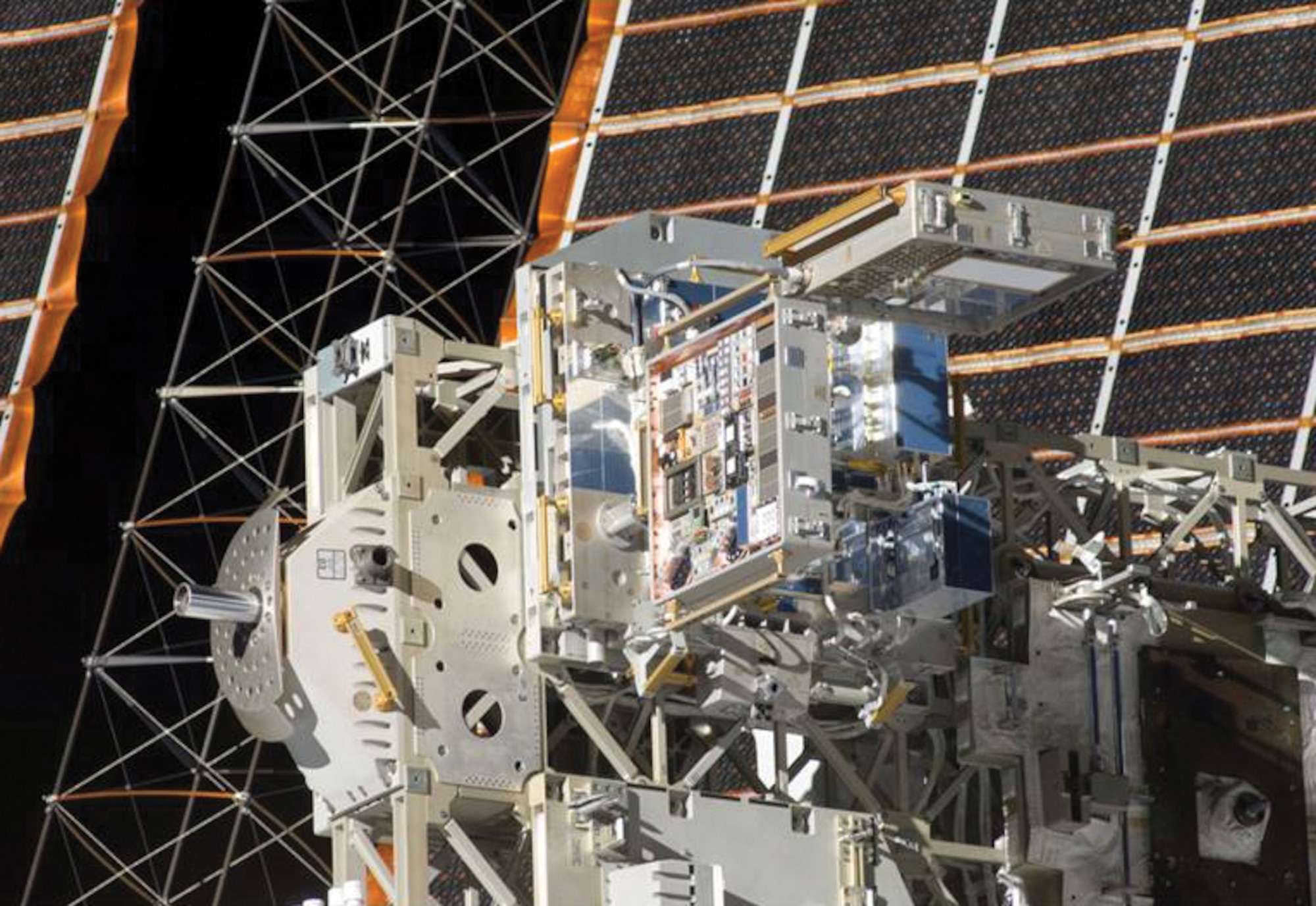 MISSE 7 on orbit after astronaut deployment. (MISSE image)