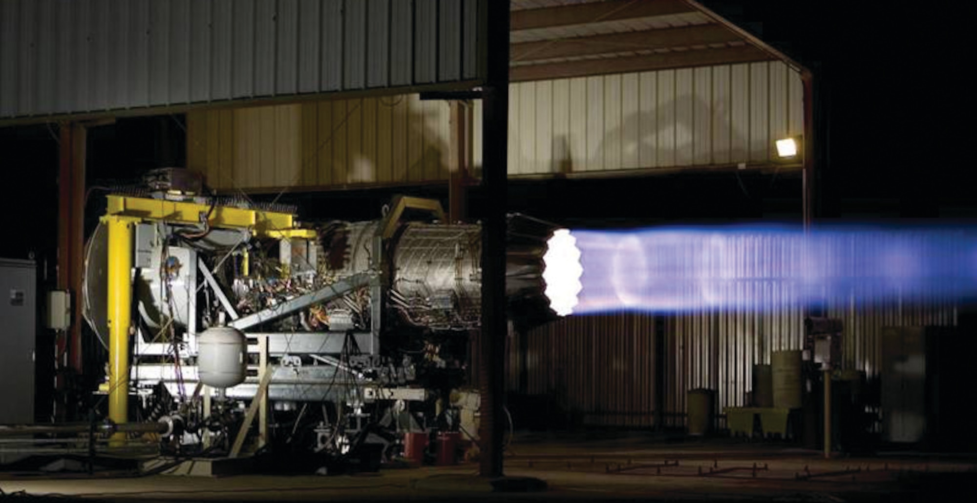 Pratt & Whitney’s F135 engine for the F-35 Joint Strike Fighter at test. AFRL worked with Maverick Corporation of Blue Ash, Ohio, and Renegade Materials of Springboro, Ohio, which used internal funding for qualification of their materials, which have been approved for use in several F135 engine components.  (AFRL Image)