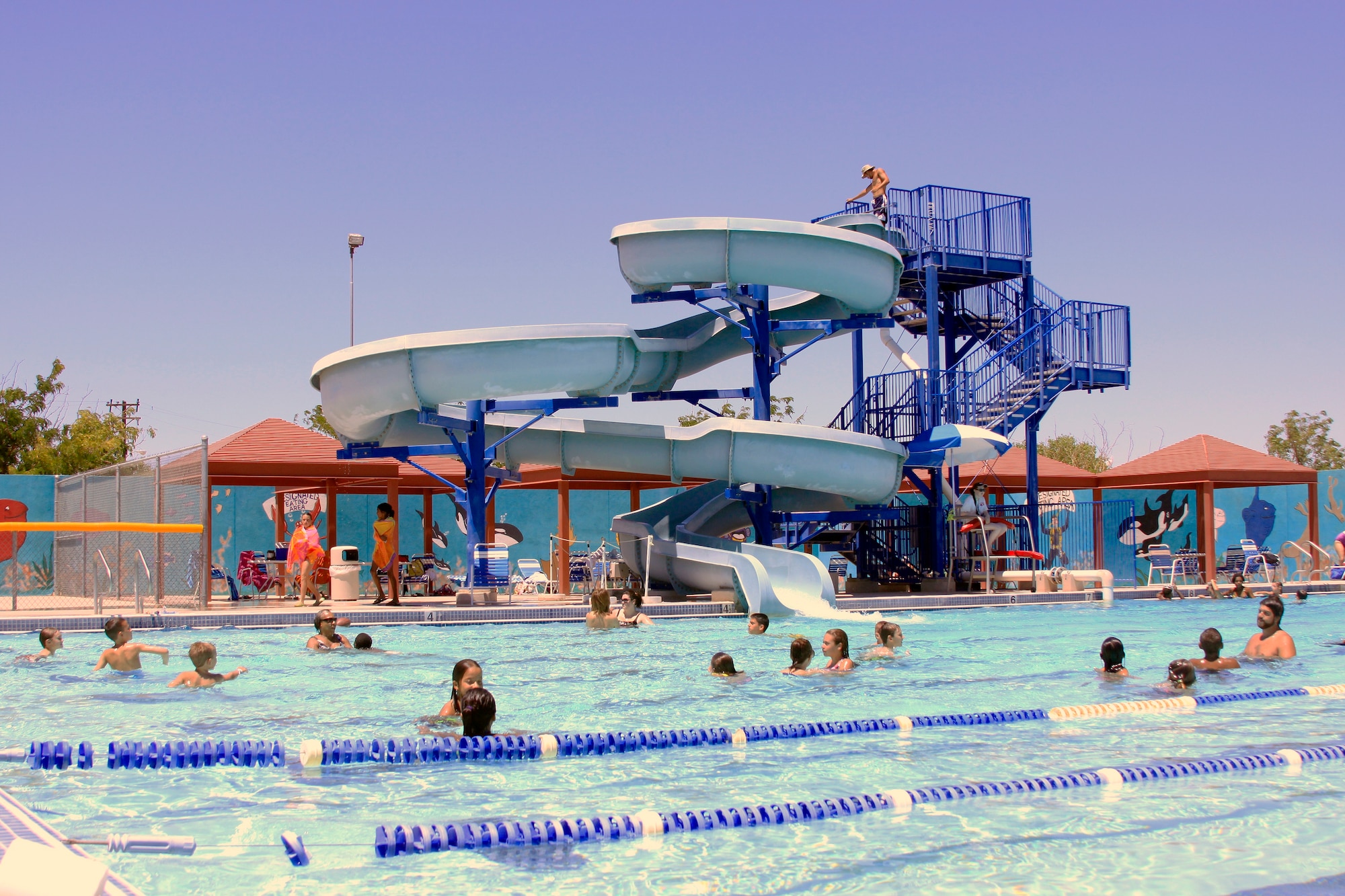 The Edwards Sonic Splash Pool is one of nine facilities featured on the Air Force Material Command sponsored program, “Take a Trek Thru Outdoor Rec.” Participants pick up a treasure map from Outdoor Recreation and travel to different ODR facilities on base for a chance to win the grand prize, which is a $500 95th Force Support Squadron gift card. Second prize is a GPS unit. The program runs Aug. 14-20. (Air Force Photo by Jet Fabara)