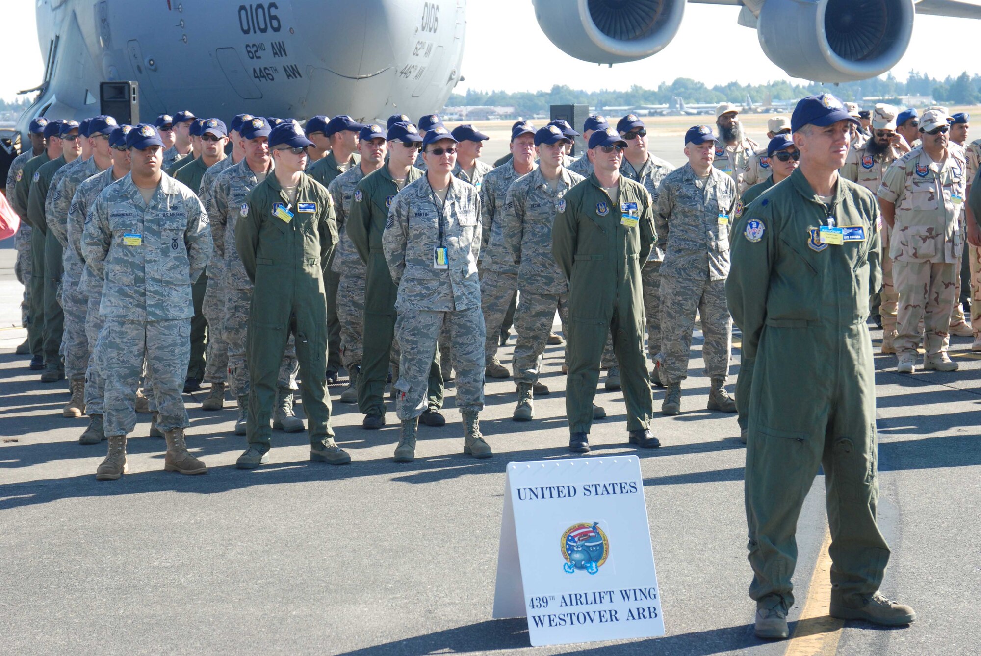 Reservists from the 439th Airlift Wing compete at the Rodeo airlift competition, held at Joint Base Lewis-McChord, Wash. Westover won the Knucklebuster award for the top maintenance unit in the Air Force. (US Air Force photo/2nd Lt. Andre Bowser)