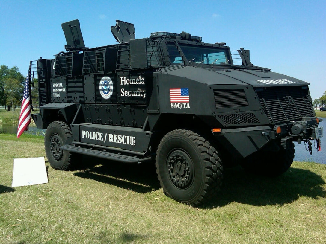 Several law enforcement vehicles were displayed during Det. 340's law enforcement day, including this special response vehicle from Homeland Security. (U.S. Air Force Photo)