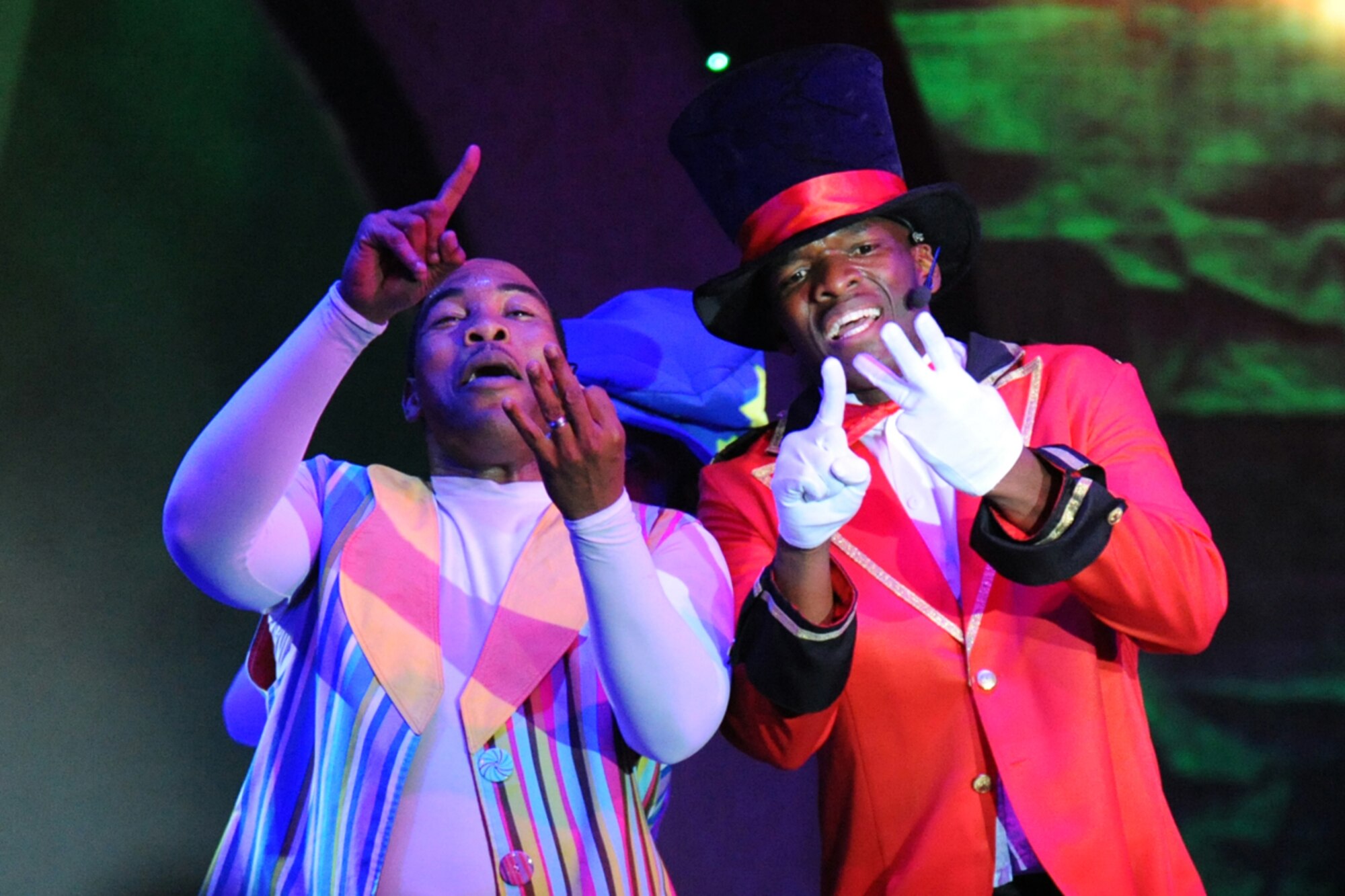 JOINT BASE ELMENDORF-RICHARDSON, Alaska -- The 2011 U.S. Army Soldier Show production "Carnival-A Traveling Thank You" performed for servicemembers and their families, DoD civilians and retirees at the Buckner Fitness Center on Joint Base Elmendorf-Richardson, Alaska, Wednesday, July 27, 2011.  The all-soldier show will travel throughout the United States, Korea and Europe concluding with a special Secretary of the Army VIP performance in Washington D.C. (U.S. Air Force/Justin Connaher)