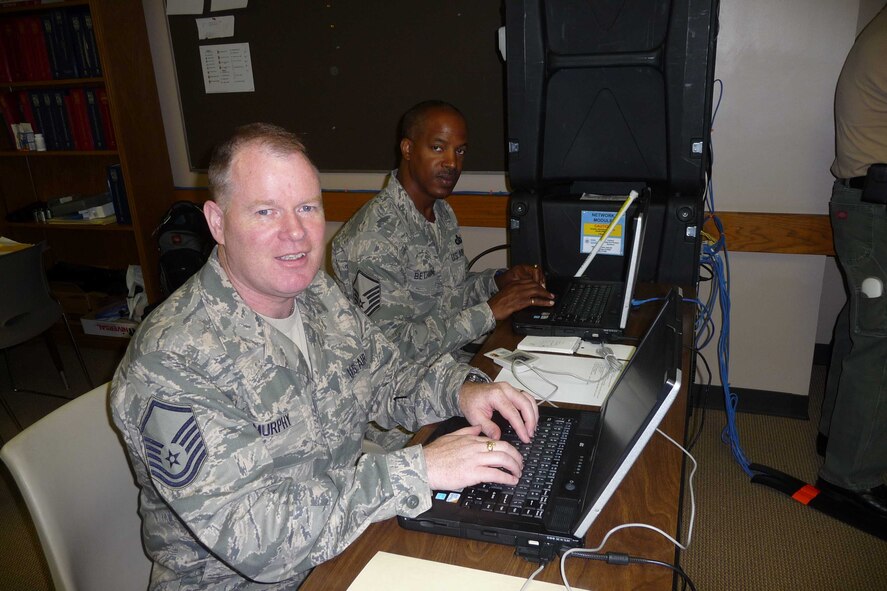 Eleven members of the 439th Communications Squadron participated in
Operation Delta Care in Arkansas in July.  The exercise provided
health-screening for residents in the flood-ravaged Mississippi Delta
region. (US Air Force photo)
