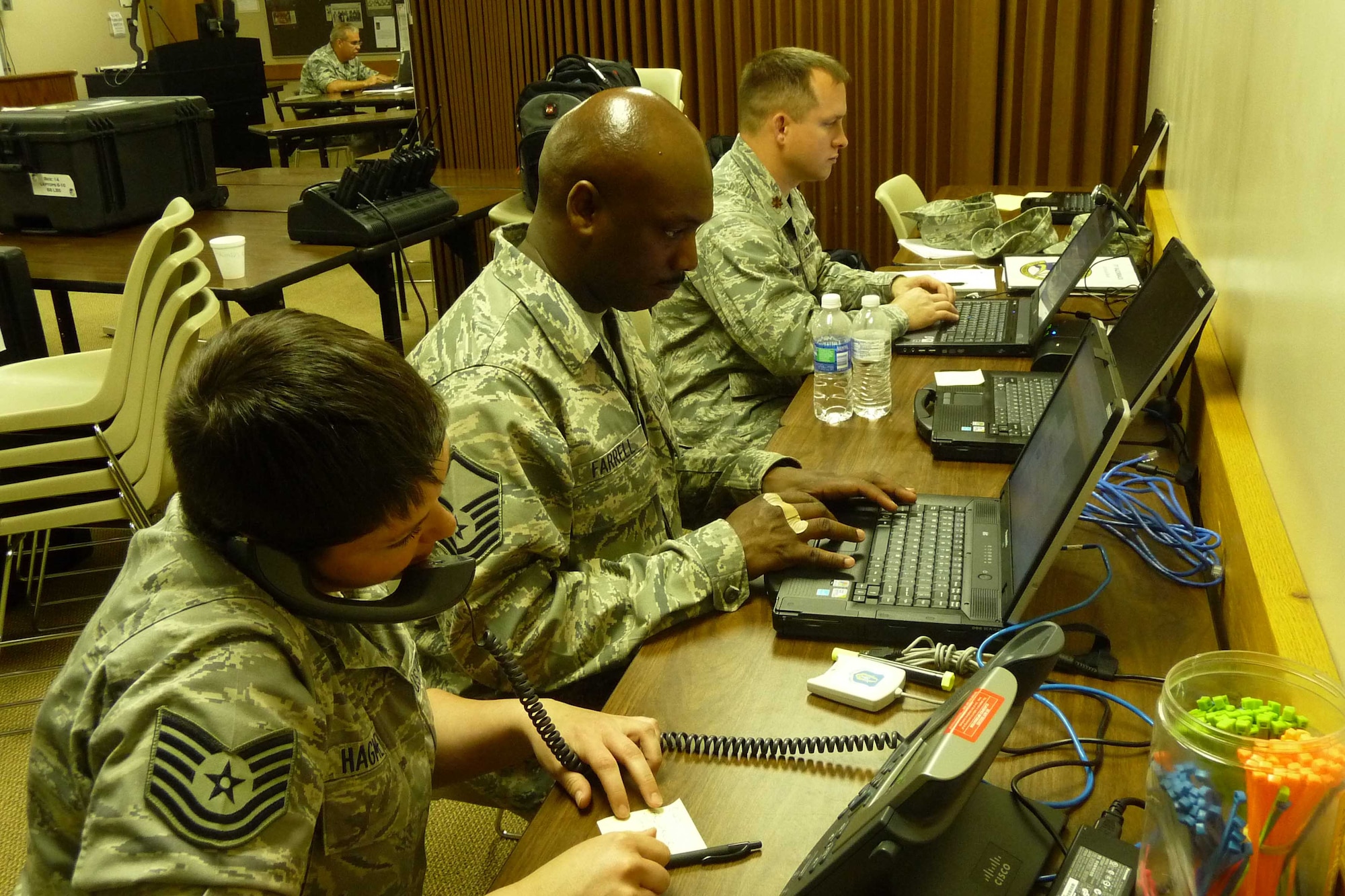 Eleven members of the 439th Communications Squadron participated in
Operation Delta Care in Arkansas in July.  The exercise provided
health-screening for residents in the flood-ravaged Mississippi Delta
region. (US Air Force photo)
