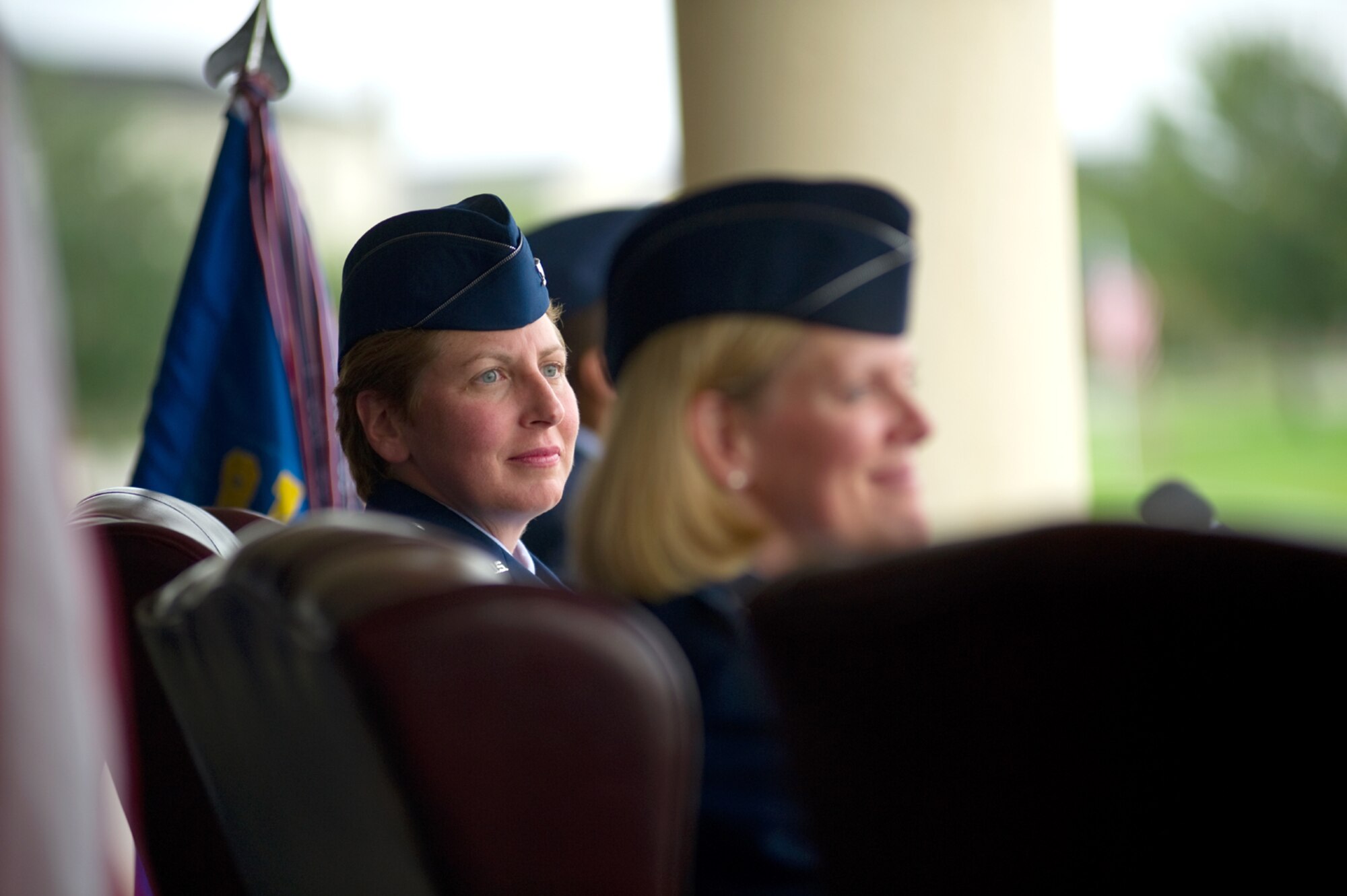 Col. Maureen Smith takes command of the 81st Training Group from Col. Lynn Connett July 28 on the parade field.  Smith is a recent graduate of the Industrial College of the Armed Forces, Fort McNair, Washington, D.C.  Connett returns to the Pentagon as deputy director for manpower and personnel plans and integration for the Air Staff.  (U.S. Air Force photo by Adam Bond)