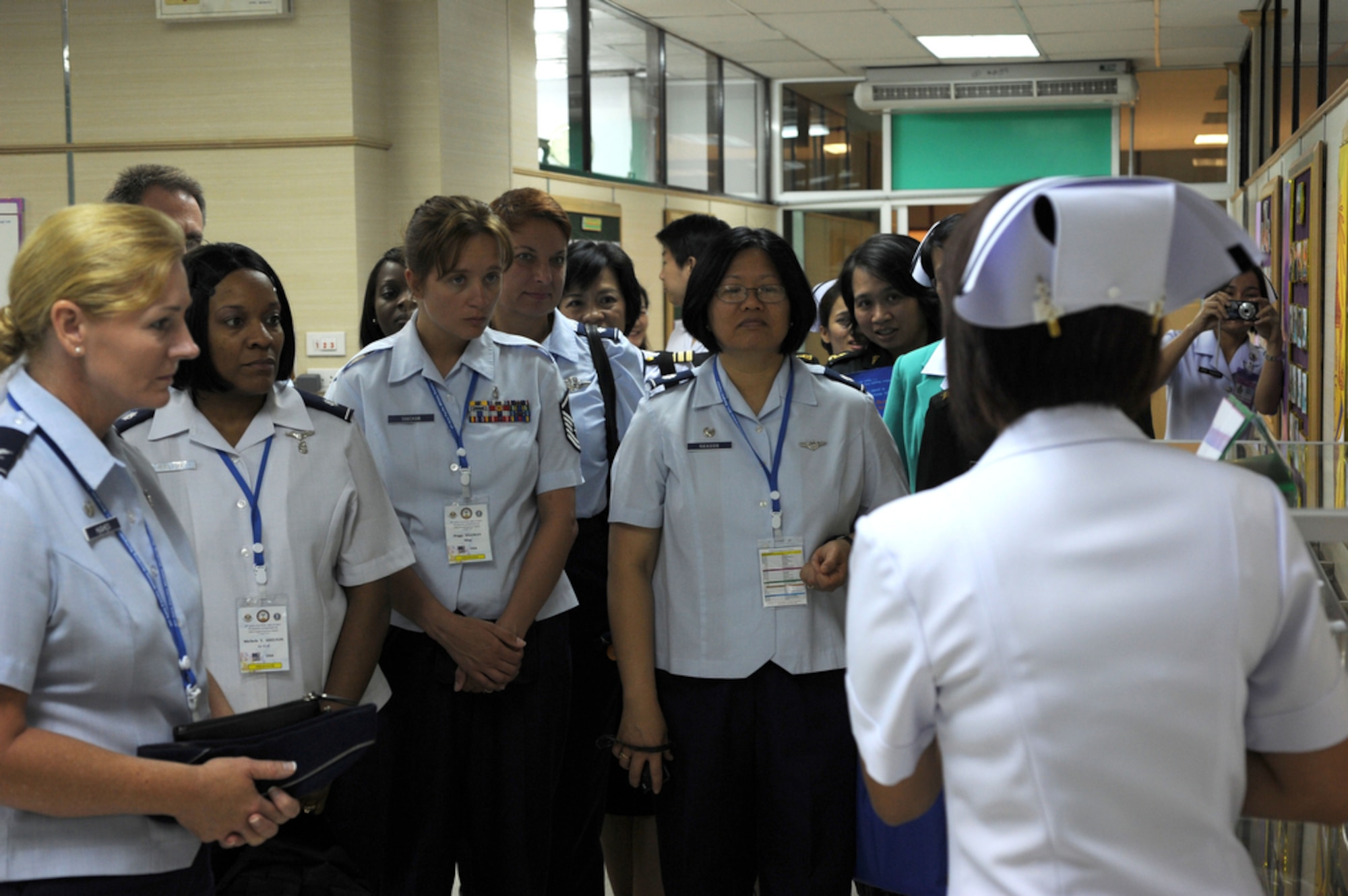 BANGKOK, Thailand - U.S. Air Force nurses and medics from the Pacific region gathered with nurses from the Royal Thai Army Nursing College at the Phramongkutklao Hospital  in Bangkok Thailand on Aug. 3 for a tour of the facilities during the 2011 Asia Pacific Military Nursing Symposium, which is sponsored by Pacific Command and executed under the direction of 13th Air Force.
This is the fifth year of the symposium, which started at Hickam Air force Base in 2007, and the first time that Thailand has hosted the event.
More than 12 countries from the Asia-Pacific region have come together to build on relationships by exchanging information and techniques with one another. (U.S.  Air Force photo/Master Sgt. Cohen A. Young)
