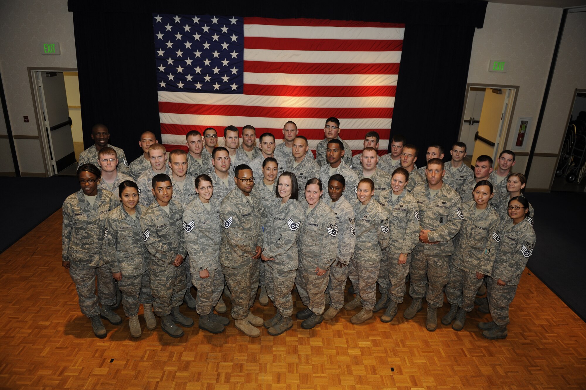 VANDENBERG AIR FORCE BASE, Calif. -- Team V's staff sergeant selects pose for a group photo during a promotion ceremony at the Pacific Coast Club here Thursday, Aug. 4, 2011.  (U.S. Air Force photo/Staff Sgt. Levi Riendeau)
 