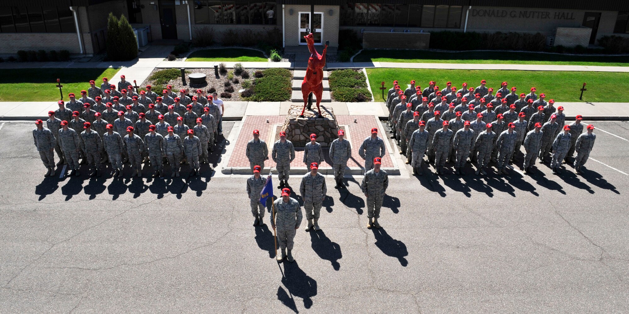 Members of the 219th RED HORSE Squadron in formation.