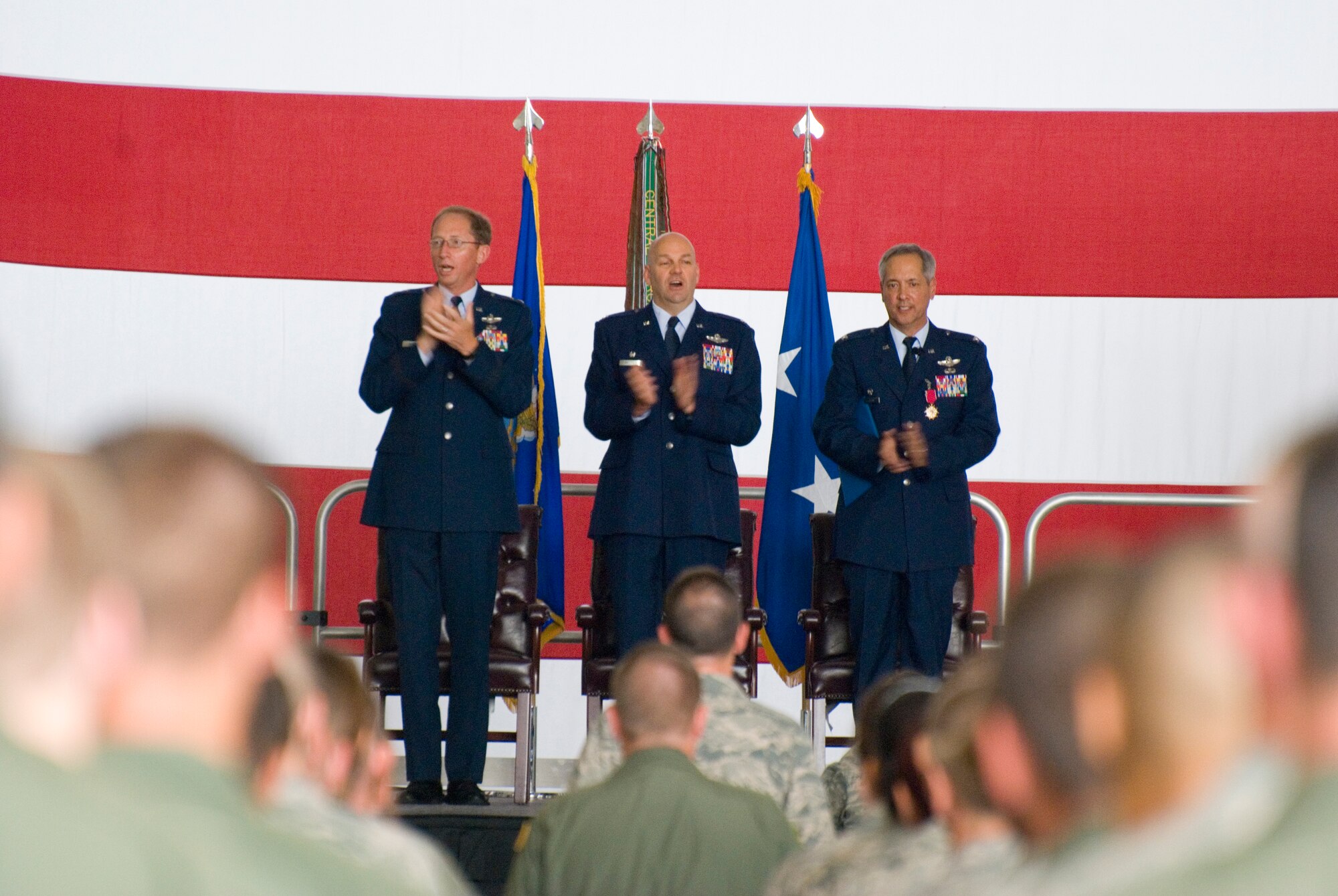 In a change of command ceremony, held Aug. 8 in the Base Hangar, Col. Steven D. Vautrain assumed the reins of command at the 439th Airlift Wing.  Major Gen. James T. Rubeor presided over the event and it was attended by the wives, families and friends of the incoming and outgoing commander, local community leaders and about 1,100 Westover troops. 