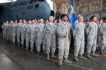 STEWART ANGB, Newburgh N.Y. -105th Maintenance Group formation at the Rollout ceremony of the units C-17 Globemaster III on August 6, 2011. (U.S. Air Force photo by Tech. Sgt. Michael OHalloran) (released)