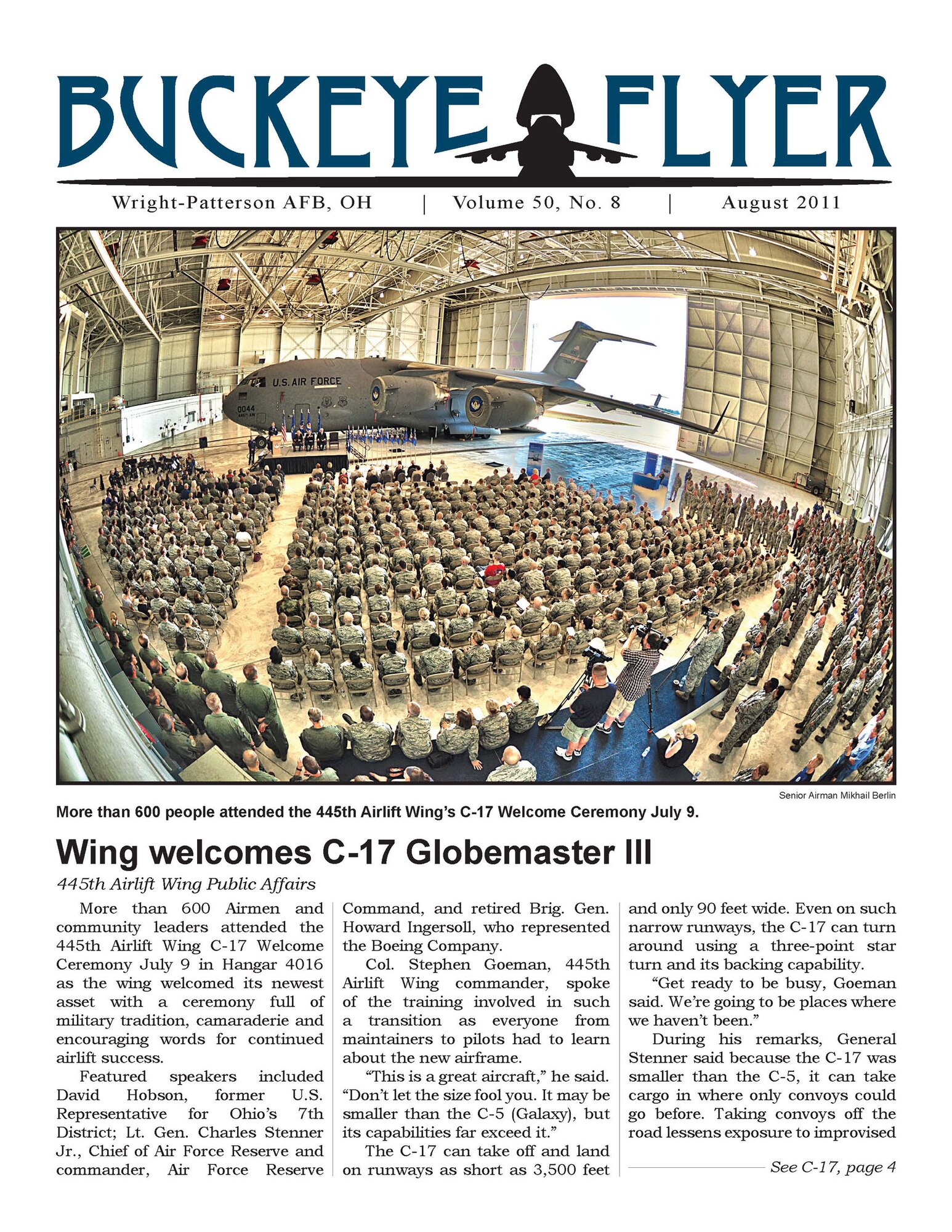 WRIGHT-PATTERSON AIR FORCE BASE, Ohio - The Buckeye Flyer is the official publication of the 445th Airlift Wing and includes eight pages of stories, photos and features. (U.S. Air Force photo) 
