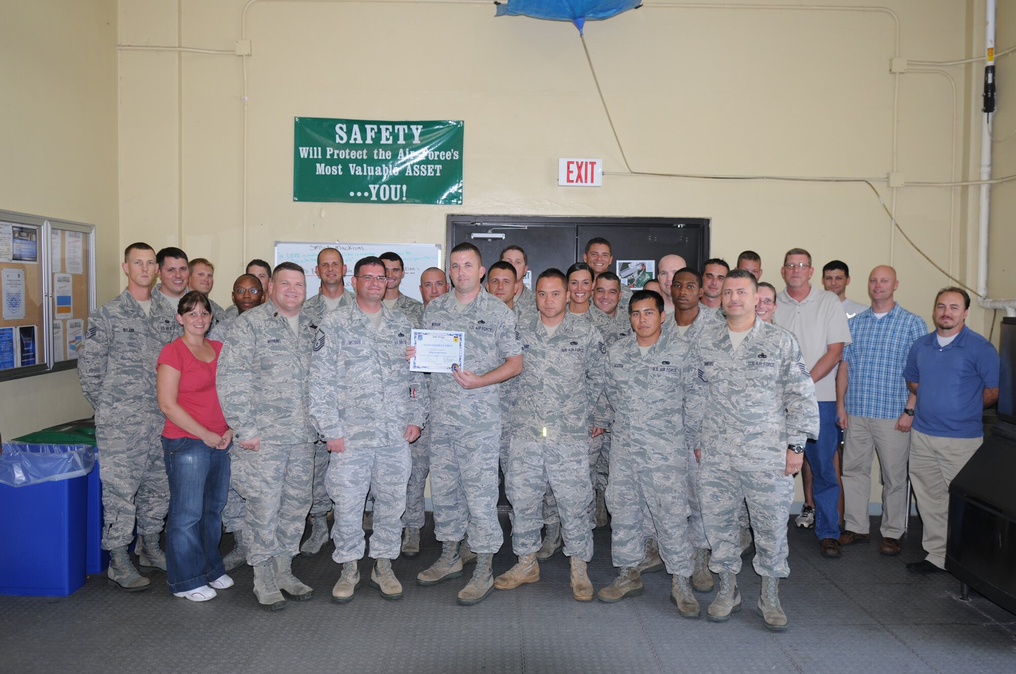Master Sgt. Jeremy P. Butler, 734th Air Mobility Squadron production superintendent, was awarded Team Andersen's Best here, August 4.(U.S. Air Force Photo/Senior Airman Carlin Leslie)