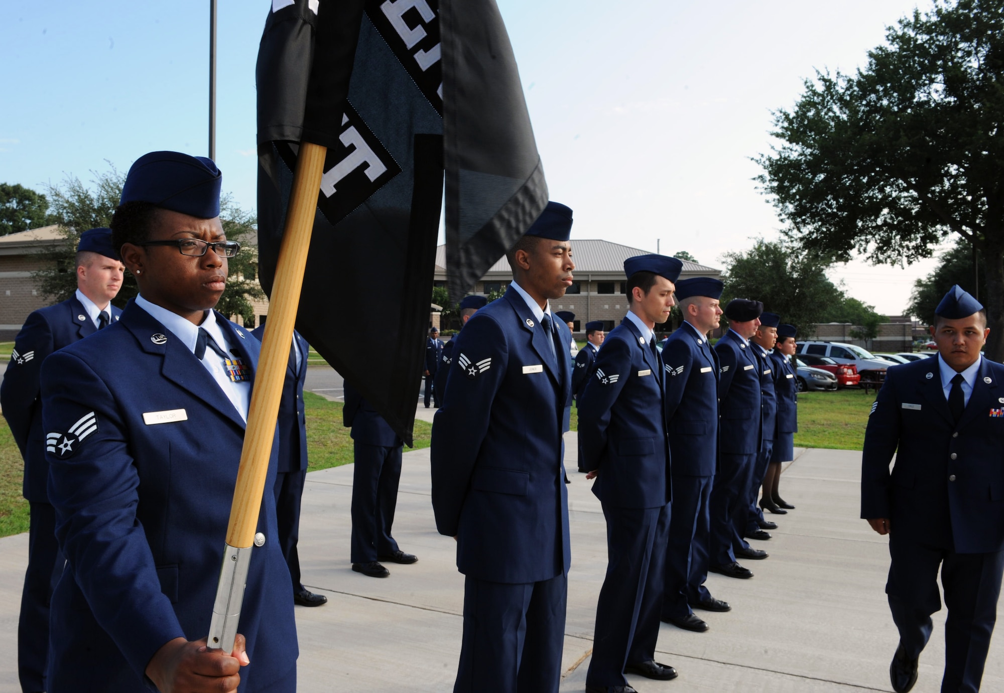 Airmen prepare for their first service dress inspection during Airman Leadership School at Shaw Air Force Base, S.C. July 10, 2011. ALS is a five-week course designed to turn airmen into supervisors and focuses on leadership and leadership duties.  (U.S. Air Force photo/Airman 1st Class Tabatha L. Duarte)(Released)