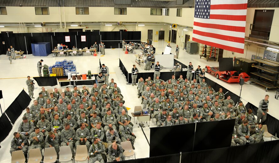 Members of the 188th Fighter Wing participate in an Air Combat Command Phase I Operational Readiness Inspection. (U.S. Air Force photo by Airman 1st Class John Hiller/188th Fighter Wing Public Affairs)