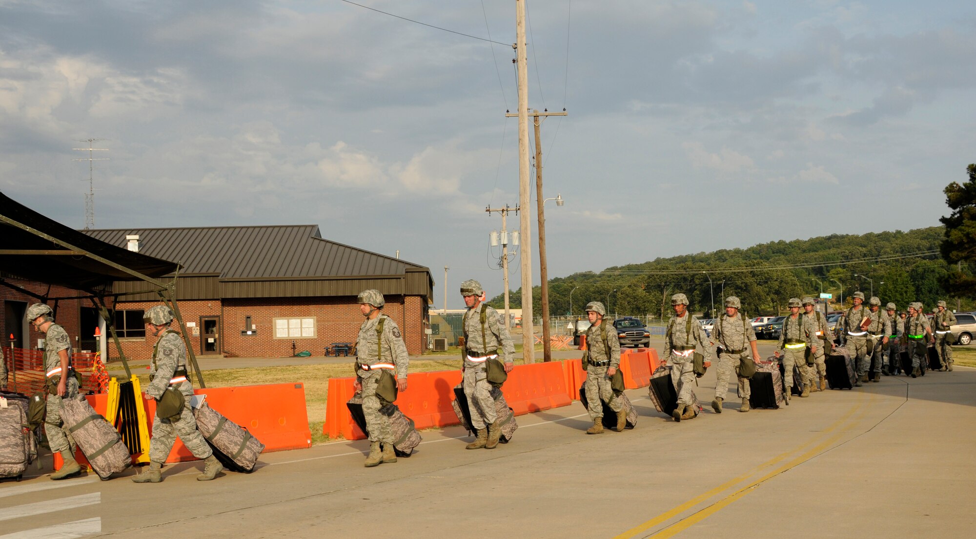 Members of the 188th Fighter Wing participate in an Air Combat Command Phase I Operational Readiness Inspection. Each deploying Airmen must have their mobility baggage checked before deploying during the inspection. (U.S. Air Force photo by Amn. Hannah Landeros/188th Fighter Wing Public Affairs) 