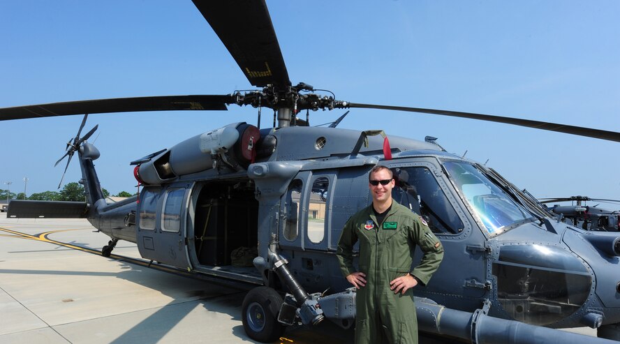 U.S. Air Force Capt. Thaddeus Ronnau, 41st Rescue Squadron HH-60G Pave Hawk pilot, received the Distinguished Flying Cross with Valor for flying eight nonstop casualty evacuation missions in support of coalition operations in Afghanistan June 27, 2010. He is responsible for saving 13 U.S. and coalition forces while receiving small arms fire. Ronnau knew at the age of 6 he wanted to be a pilot and said he is happy to be living his childhood dream. (U.S. Air Force photo by Senior Airman Stephanie Mancha/Released)