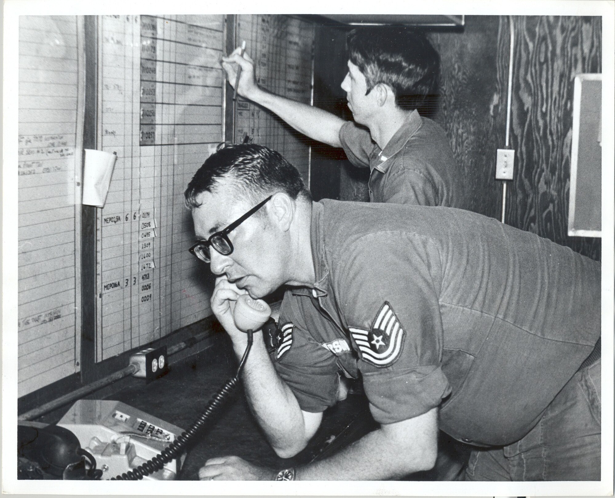 Members from the 682nd Air Support Operations Squadron gather information at Solid Shield in 1976. The 682nd ASOS has been located on Shaw Air Force Base, S.C. since 1971. (U.S. Air Force photo)