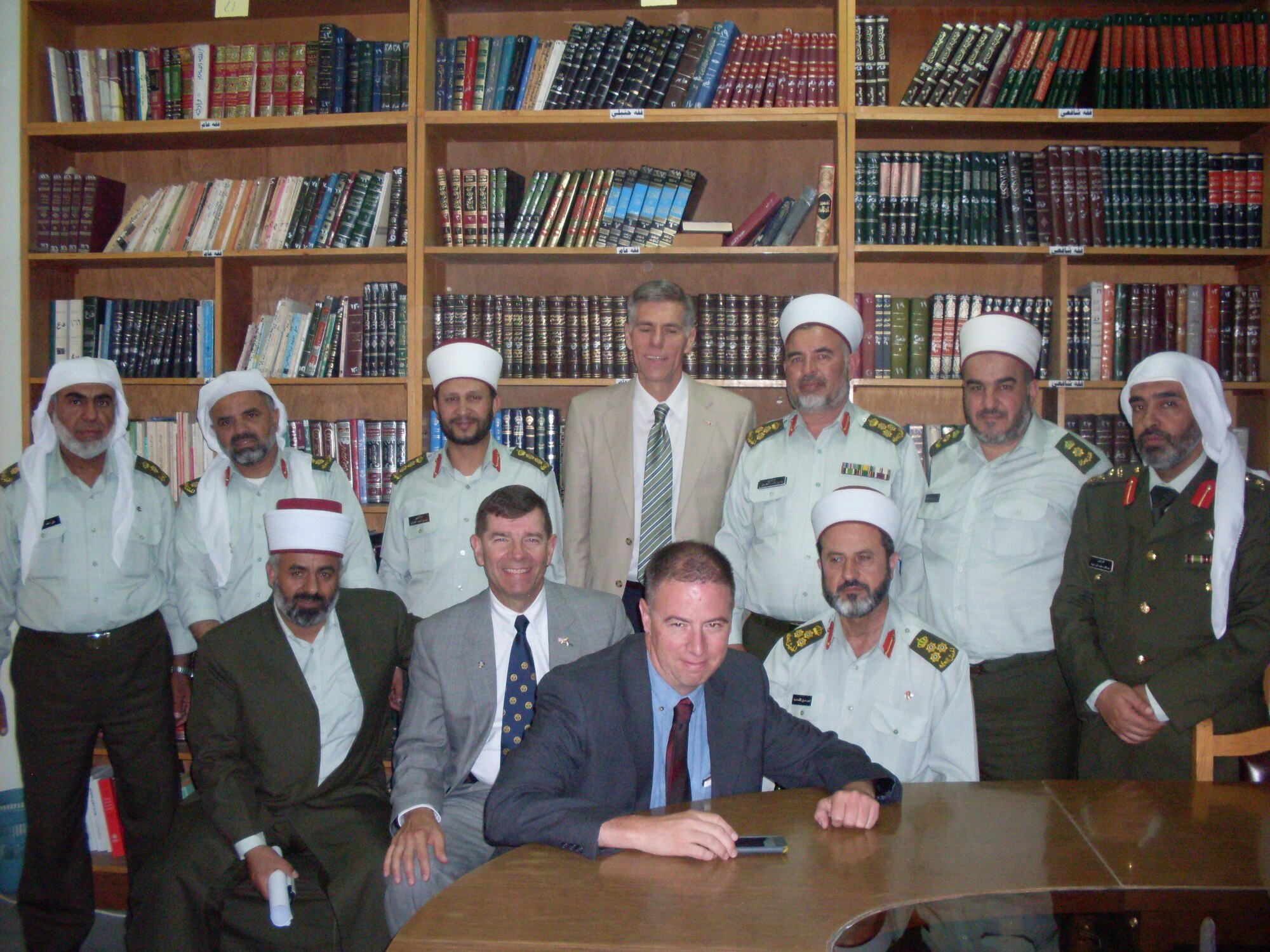 Colorado National Guard Chaplains pose with Jordanian Imams (Muslim clergy)during a visit to learn more about the people, language, culture and religion of the Colorado National Guard's Middle Eastern counterparts from the Hashemite Kingdom of Jordan. (Photo courtesy of Army Col. Andy Meverden, Colorado National Guard Chaplain)