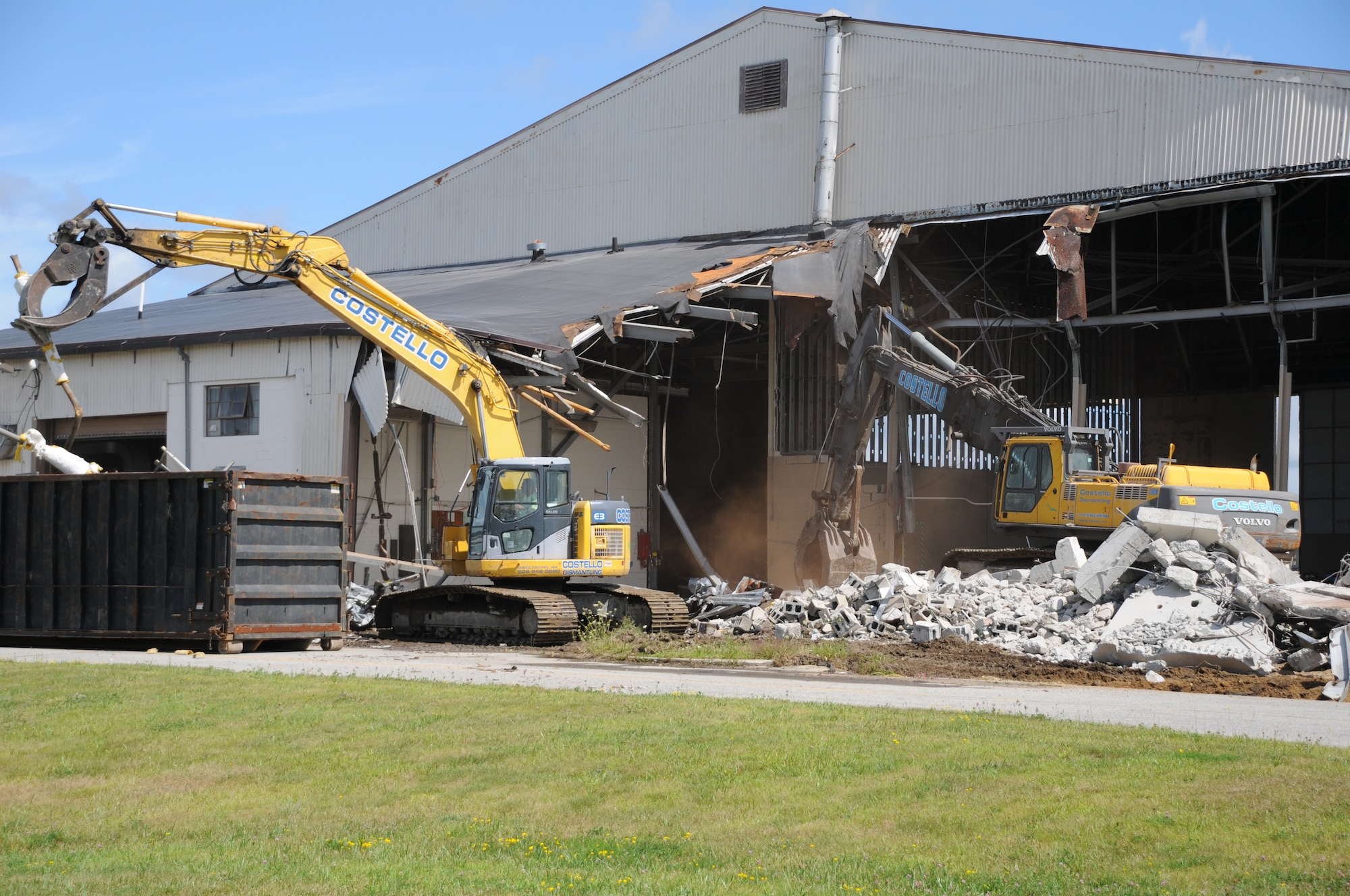 Costello Demolition takes down Building 196 at Otis Air National Guard Base in Massachusetts. (U.S Air Force photo by Tech.Sgt. Jeffery Foster)