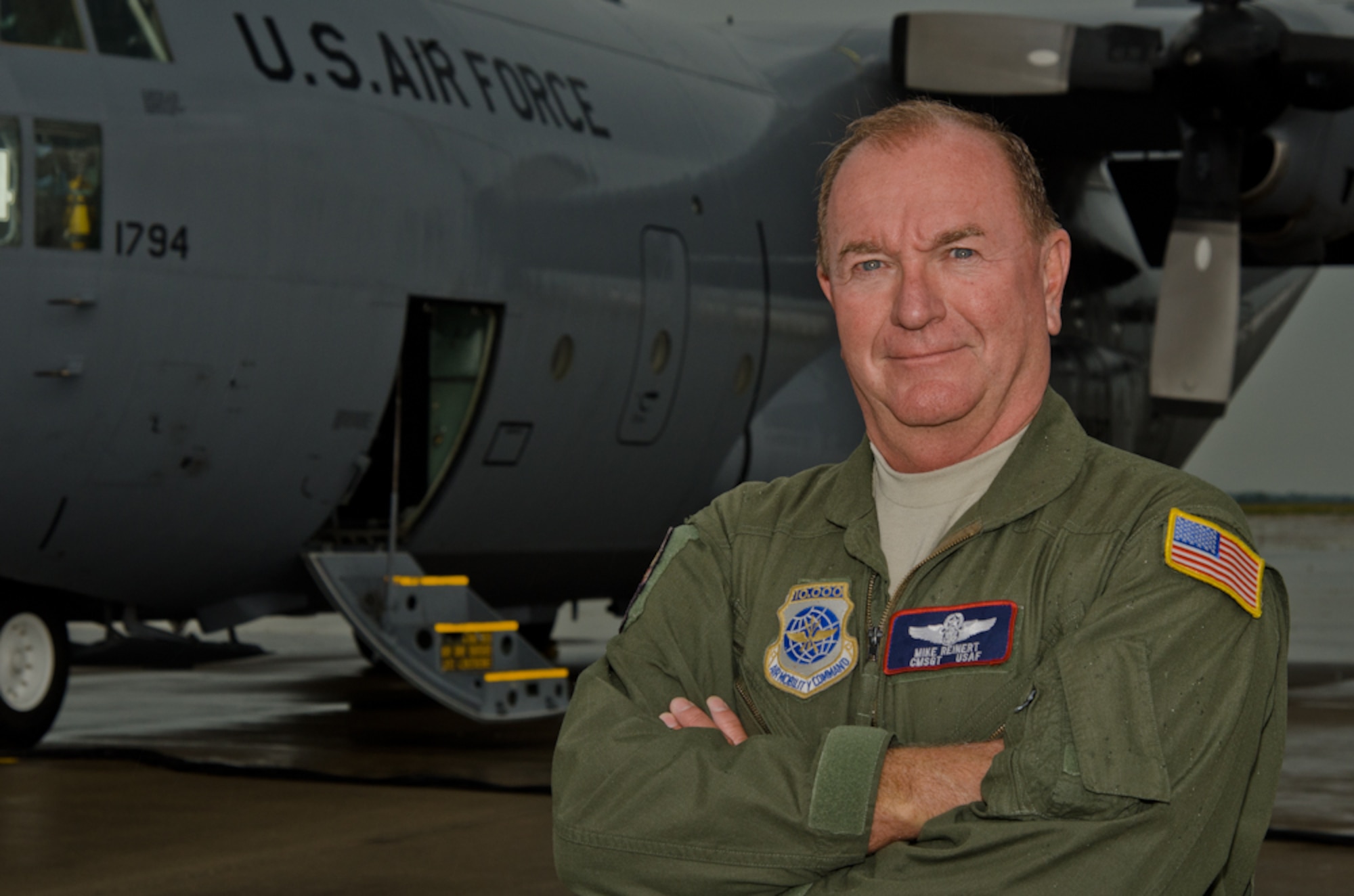 Chief Master Sgt. Mike Reinert, chief flight engineer with the Missouri Air National Guard’s 139th Airlift Wing in St. Joseph, Mo., does a preflight check on a C-130 Hercules, At Kansas City International Airport, in Kansas City Mo., on August 12, 2011. Chief Reinert has been a member of the 139th since 1970. (U.S. Air Force photo by Senior Airman Sheldon Thompson)