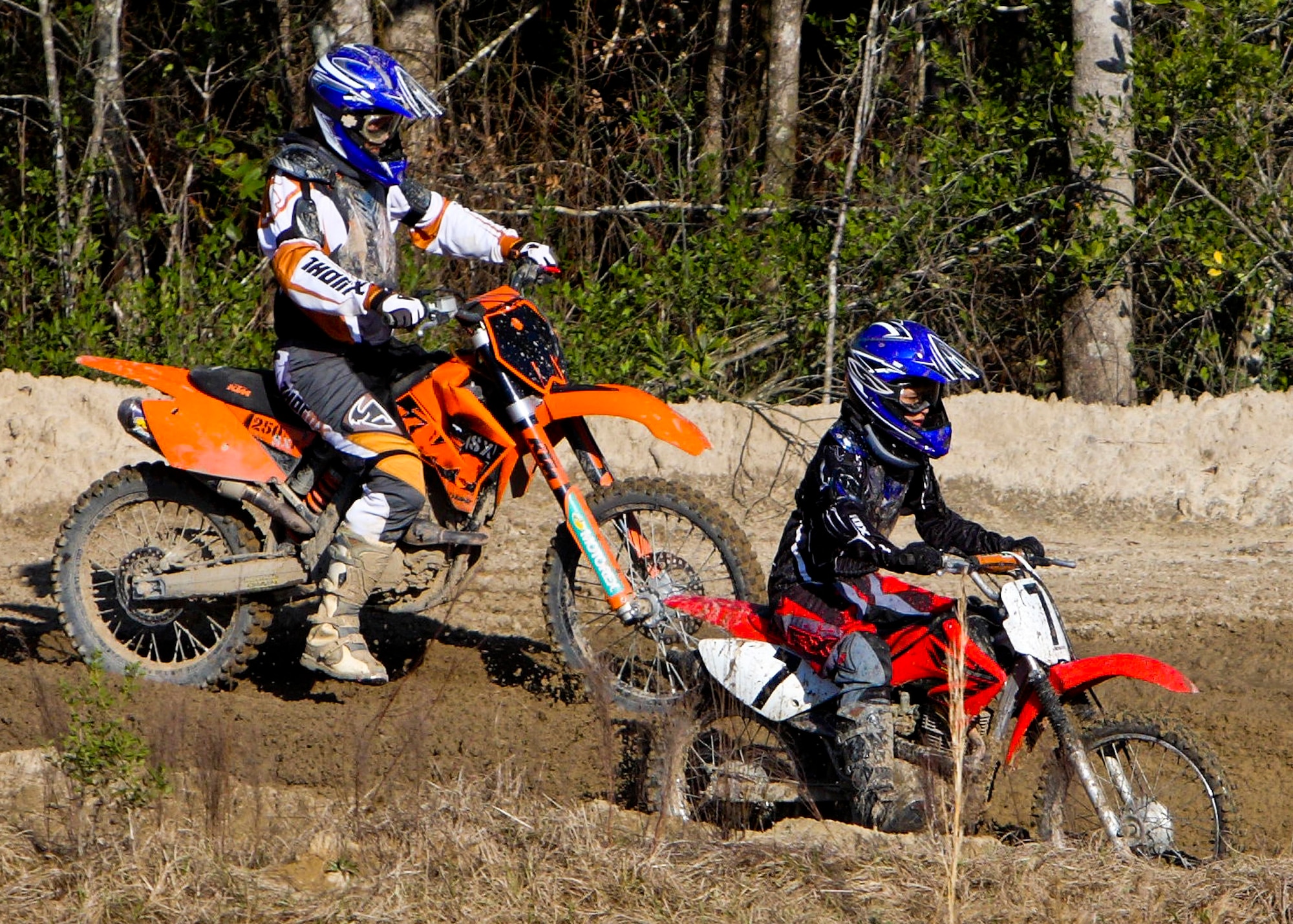 A day on the dirt bikes went off-course.  Charles Listak, of the 53rd Test Management Group, and his family were wrapping up a day at the dirt bike track when his son was injured in an accident.  His son ended up with both arms in casts.  (Courtesy photo) 