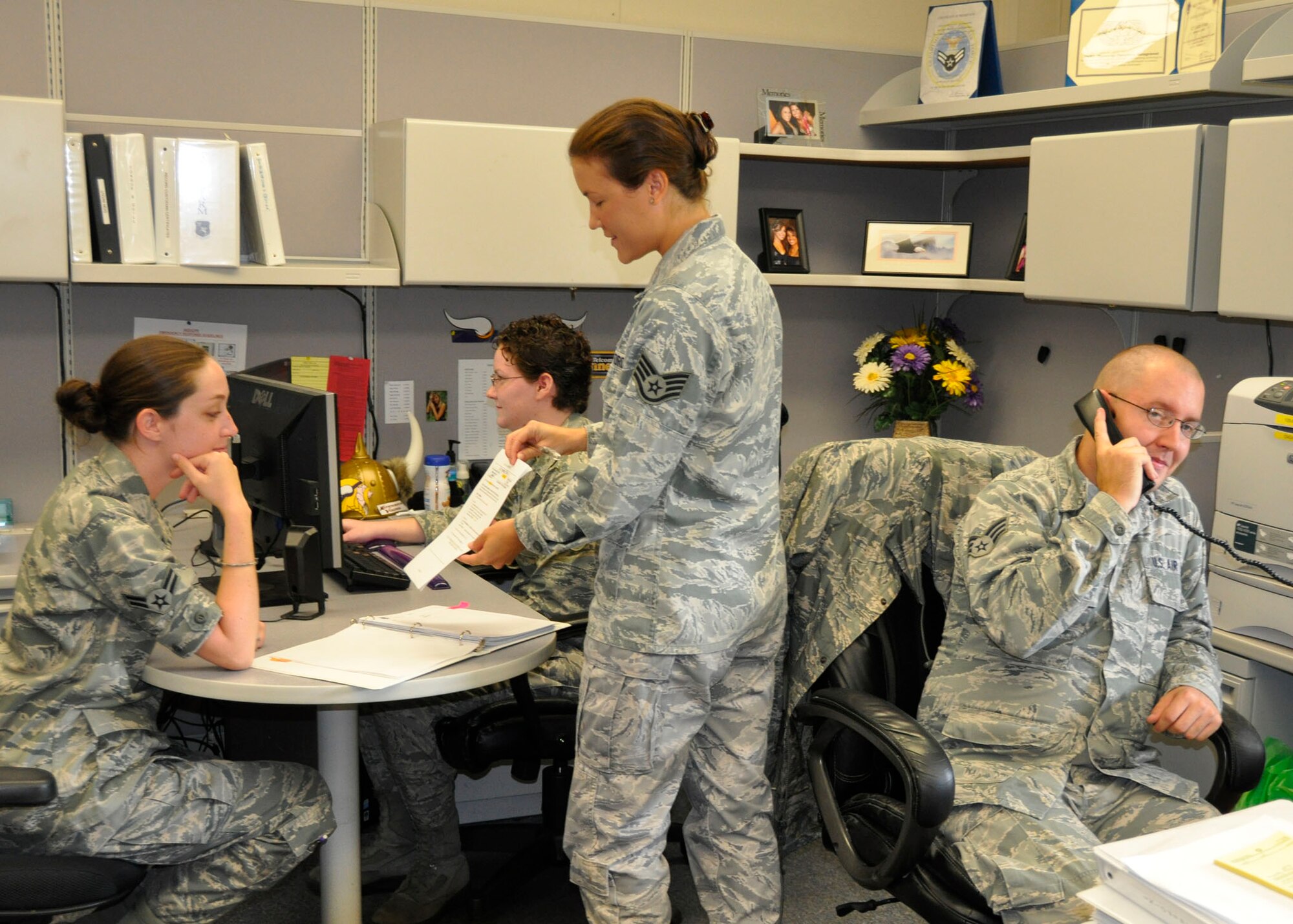 Members of the 46th Operations Group unit control center practice operational security procedures Aug. 11 at Eglin Air Force Base, Fla.  (U.S. Air Force photo/Ralph Milone)