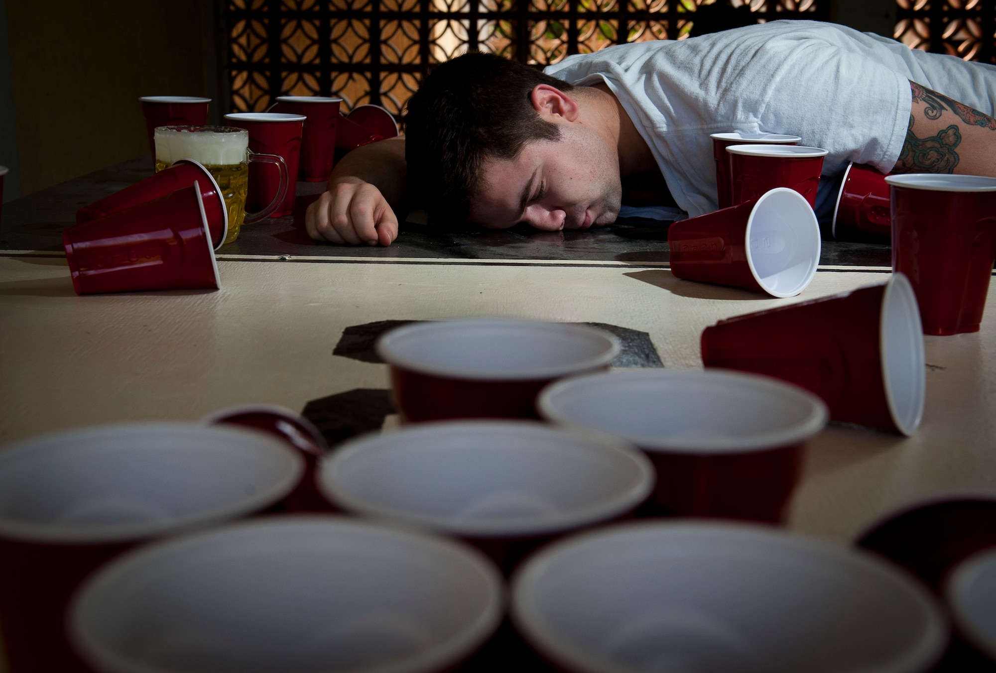 Airmen represent the Air Force on and off duty, and it is their responsibility to drink appropriately. At Incirlik Air Base, Turkey, the program known as "0-1-3" is a guideline designed to help members avoid alcohol-related incidents. The program advocates zero instances of drunken driving, having one drink per hour and not exceeding three drinks in a night. (U.S. Air Force photo by Tech. Sgt. Michael B. Keller/Released)