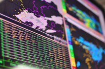 A view of Osan's weather radar. Forecaster's here provide timely and accurate tactical weather support relevant to the needs of the 51 Fighter Wing and tenant units in order to support continuous air operations. (U.S. Air Force photo/Tech. Sgt. Chad Thompson)