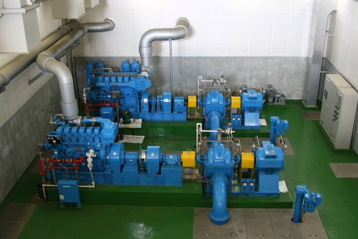 Pumps are used to move water from the Nishimi Water Purification Plant uphill to a distribution center during a field trip Aug. 12. They pump thousands of gallons of water uphill so it may flow down to homes without the need for extra pumps.
