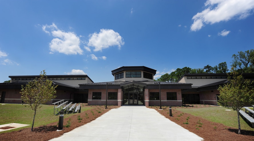 The new Child Development Center II is now open to the children of Moody Air Force Base, Ga. It is built on 7.1 acres of land and is 38,000 square feet. It accommodates 280 children and created more than 100 jobs. It has a Leadership in Energy and Environmental Design target rating of Gold. LEED is a standard to support and certify successful green building designs, constructions and operations. (U.S. Air Force photo by Senior Airman Stephanie Mancha/Released)